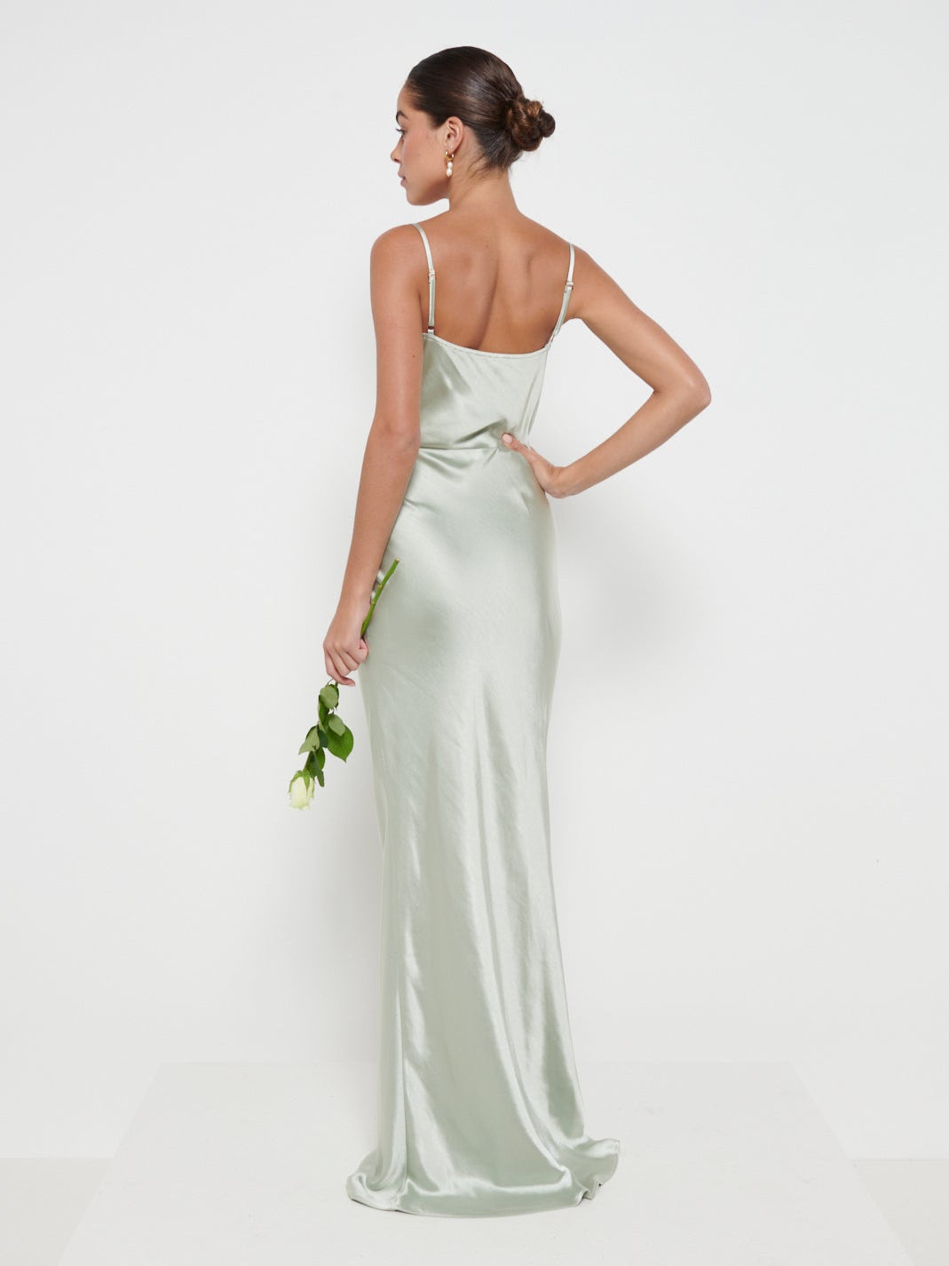 Keisha Maxi Bridesmaid Dress Matte Sage Pretty Lavish