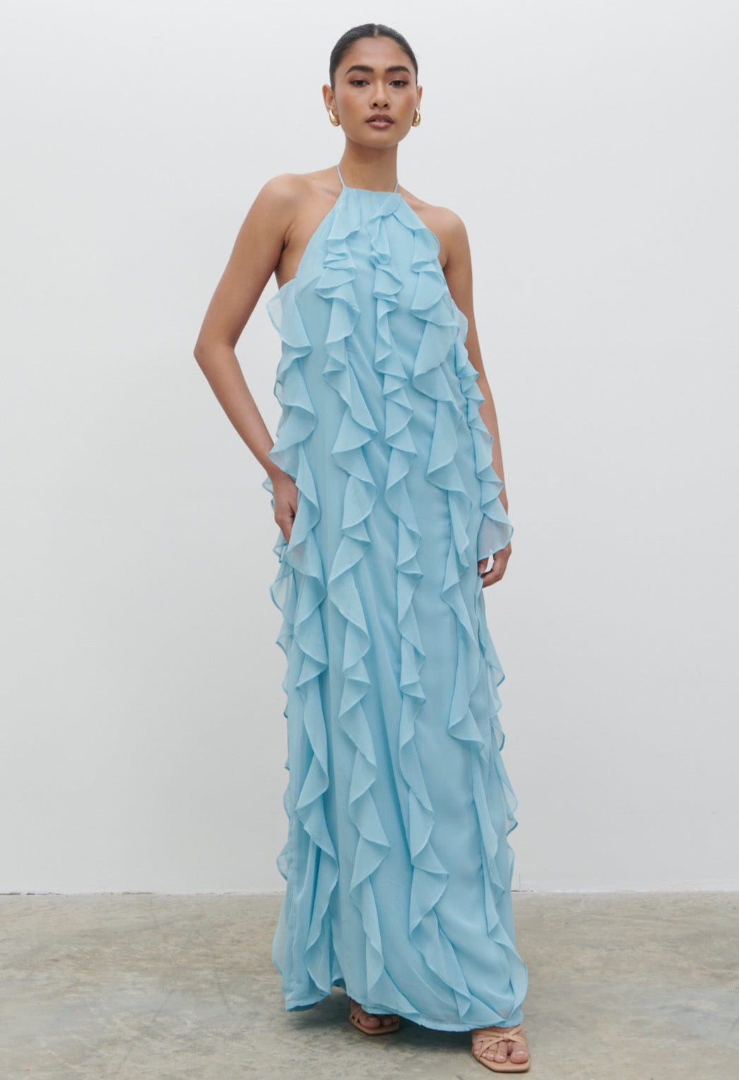 Kelsey Ruffle Maxi Dress - Seaspray