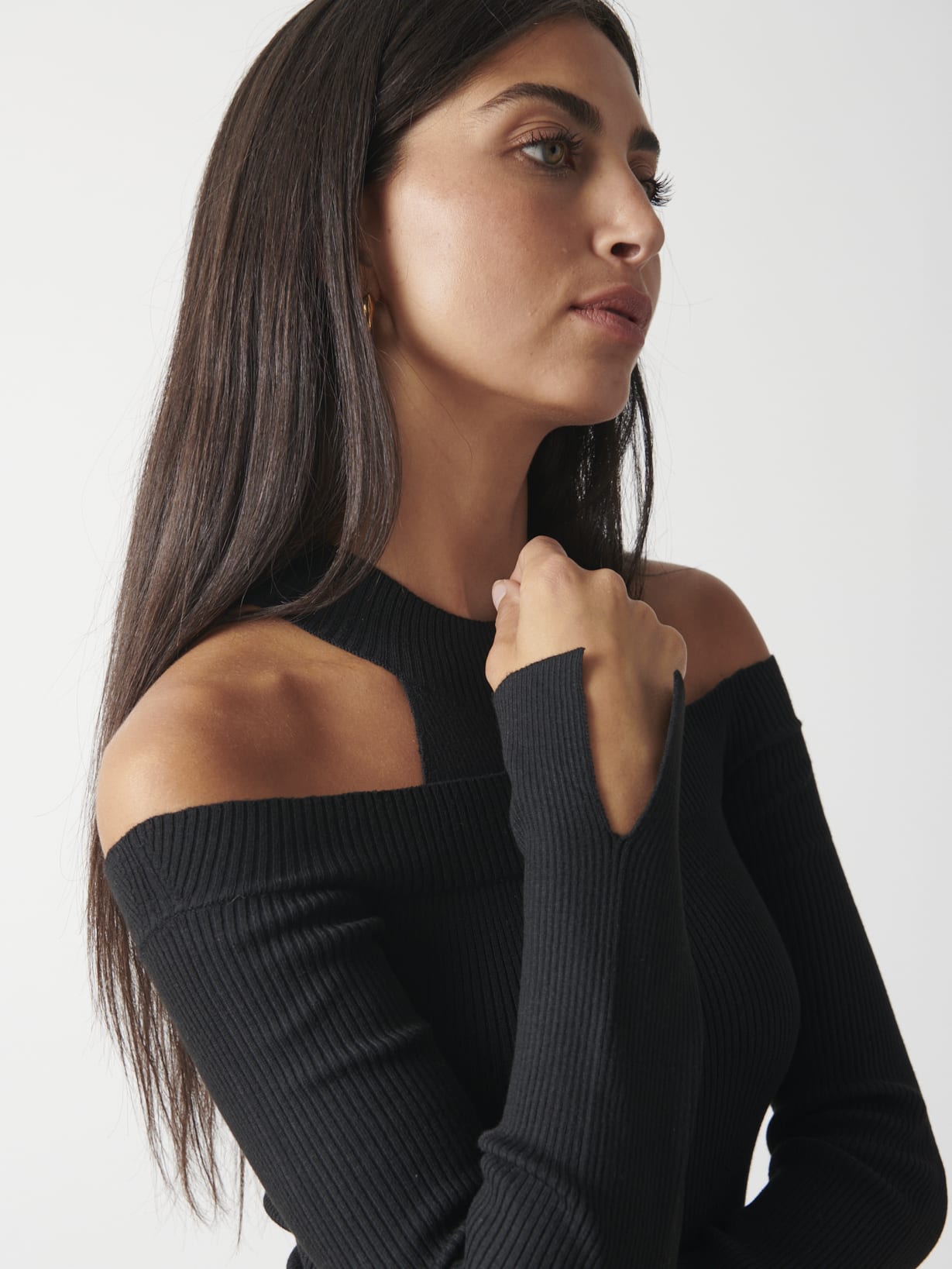 Kennedy Cut Out Knit Top Black Pretty Lavish