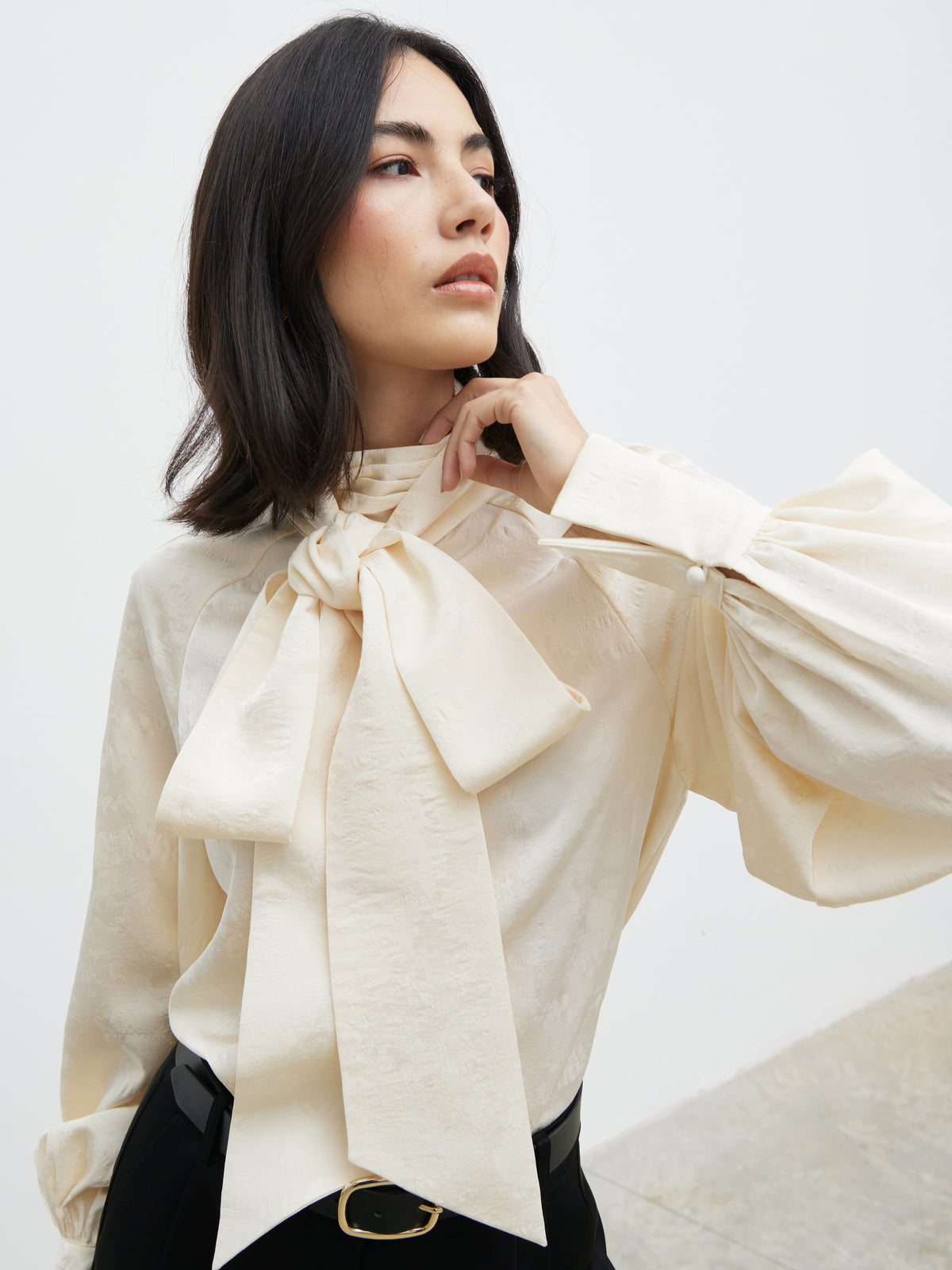 Kesia Jacquard Bow Blouse