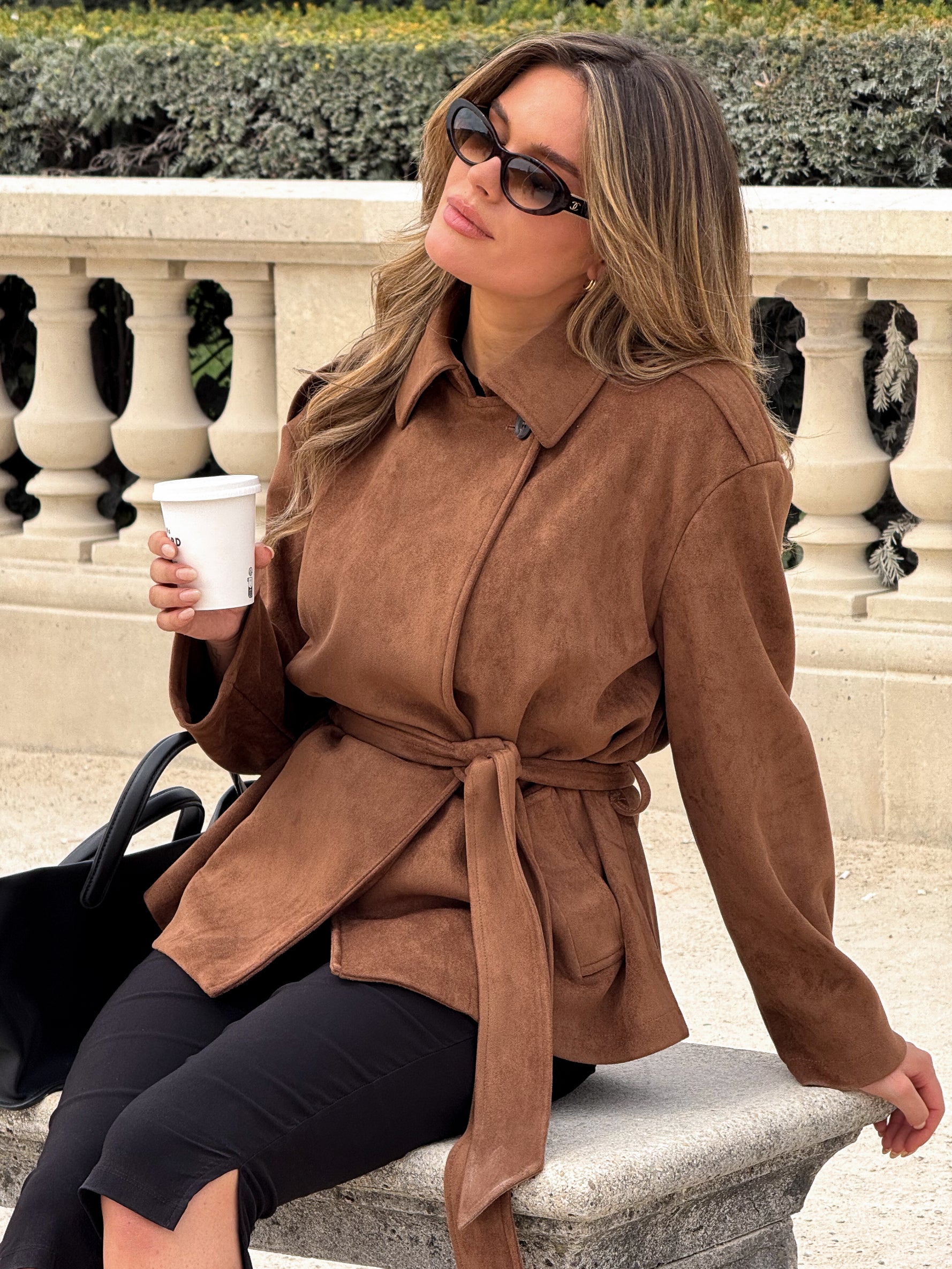 KAJA Fake Suede Jacket Free People Kaja Faux Leather Fleece Trim