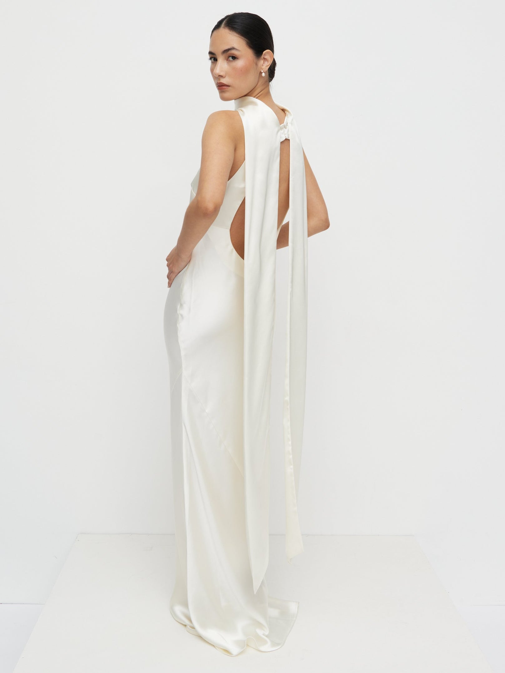 Lethe Scarf Backless Maxi Dress - Ivory Pretty Lavish Lethe Scarf Backless Maxi Dress - Ivory Pretty Lavish