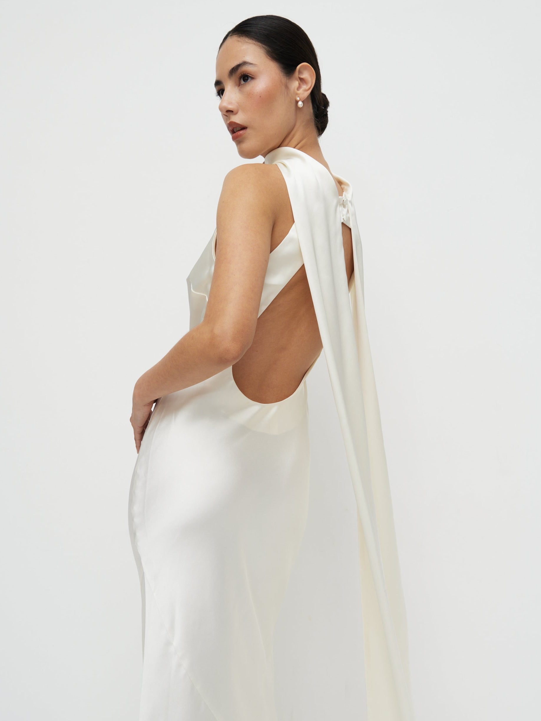 Lethe Scarf Backless Maxi Dress - Ivory Lethe Scarf Backless Maxi Dress - Ivory