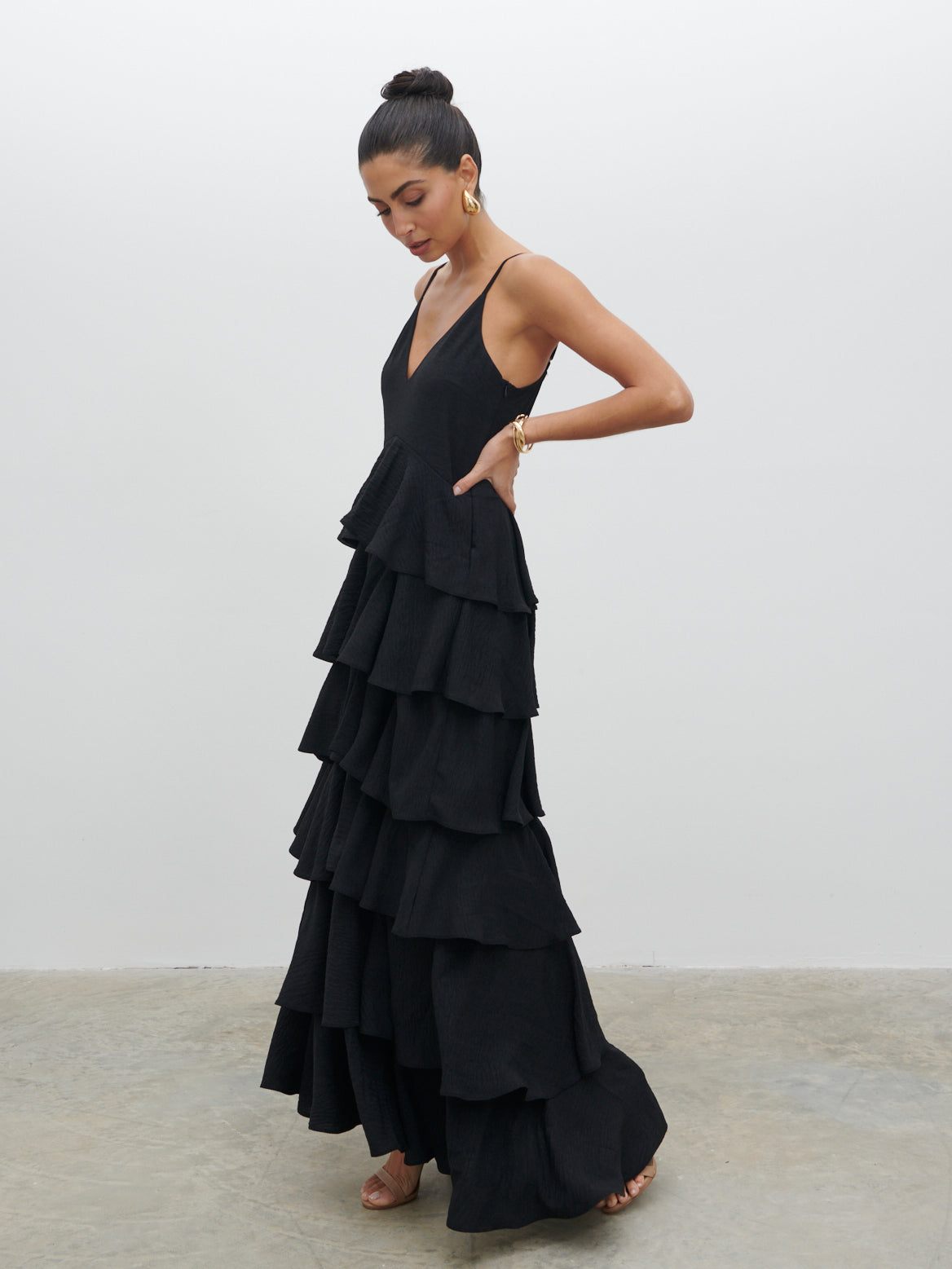 Lissy Textured Maxi Dress - Black