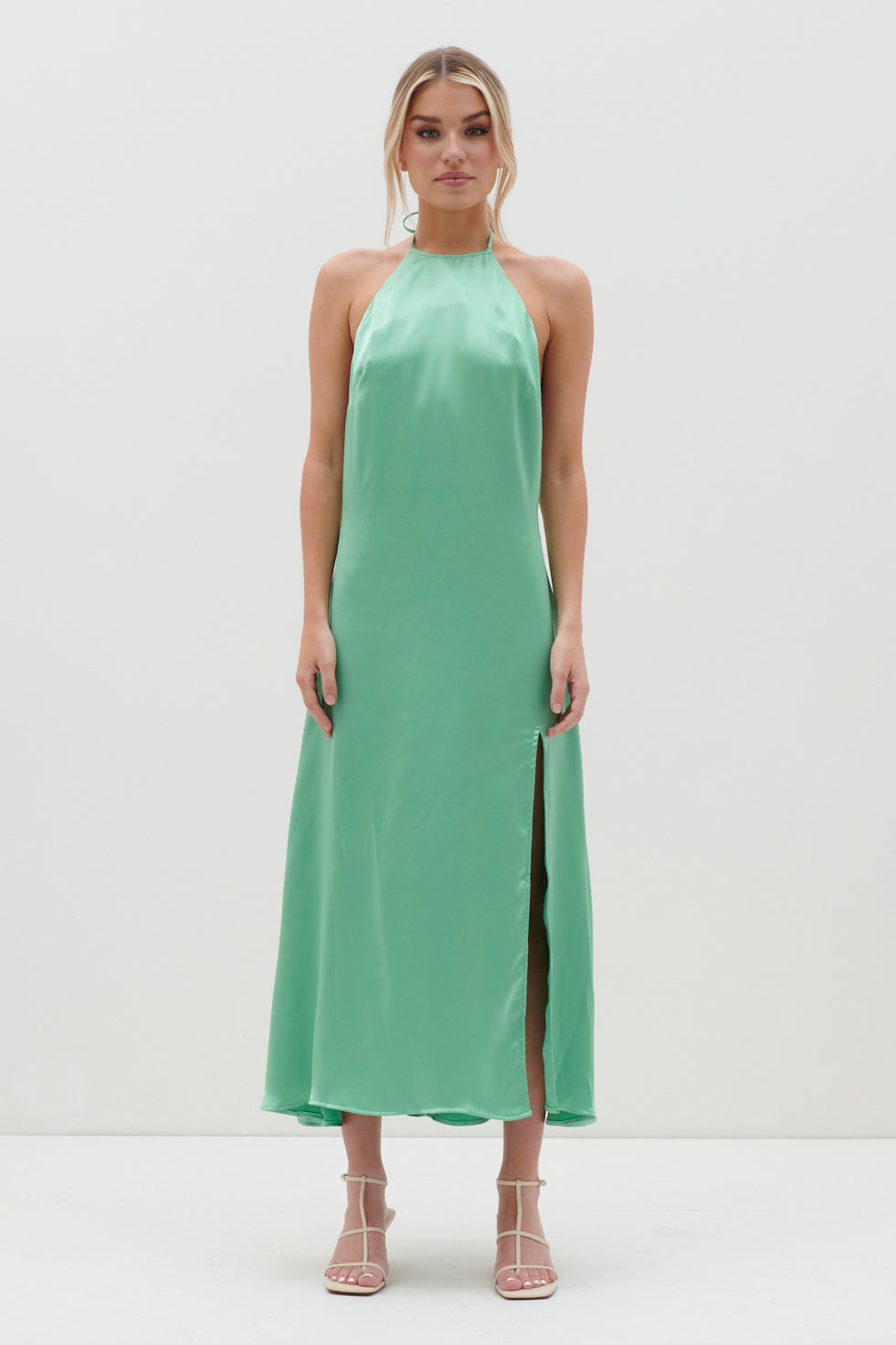 Lola Halter Tie Midaxi Dress - Turquoise – Pretty Lavish