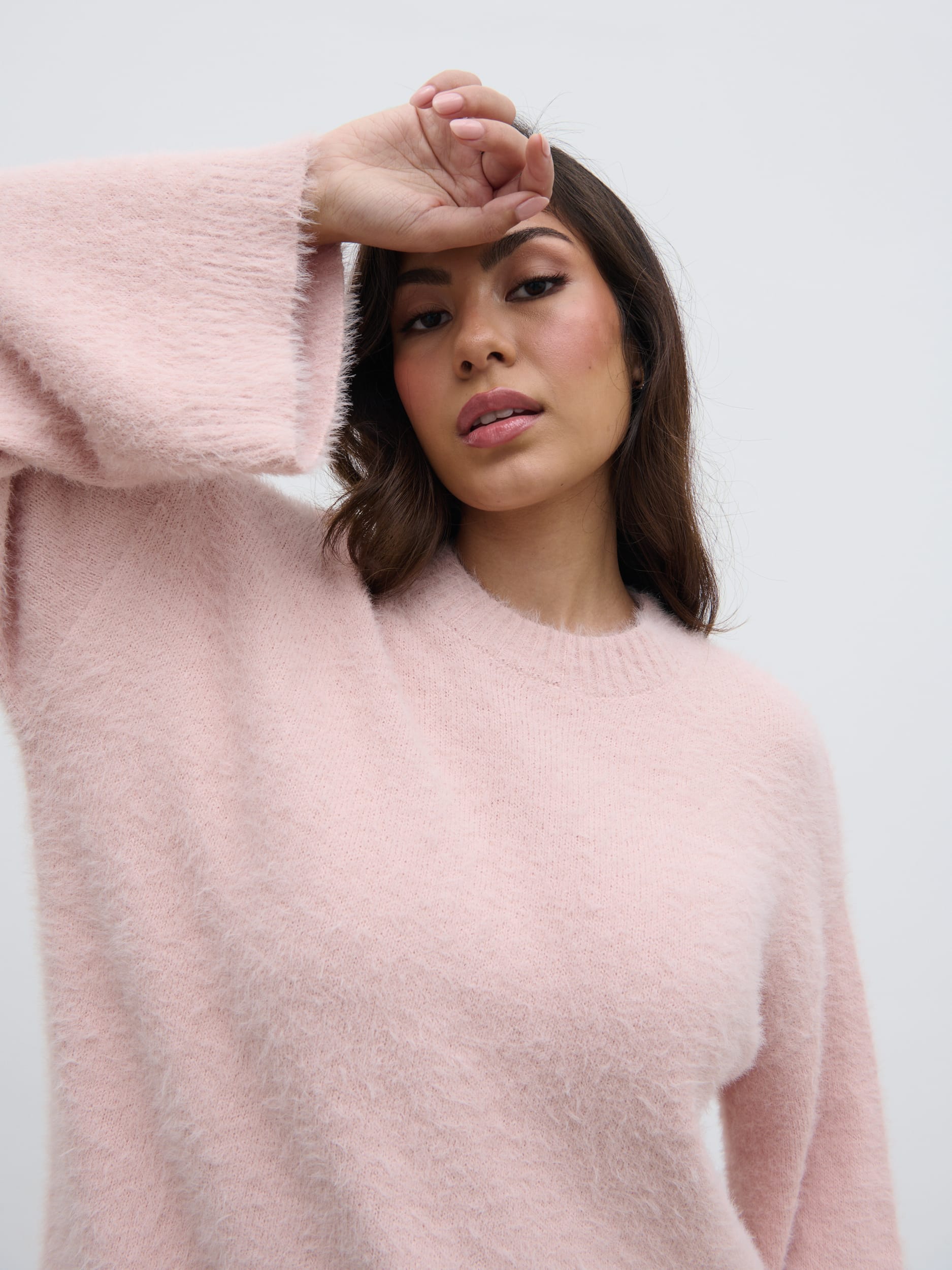 Lula Fluffy Knit Jumper Pale Pink - Main Image