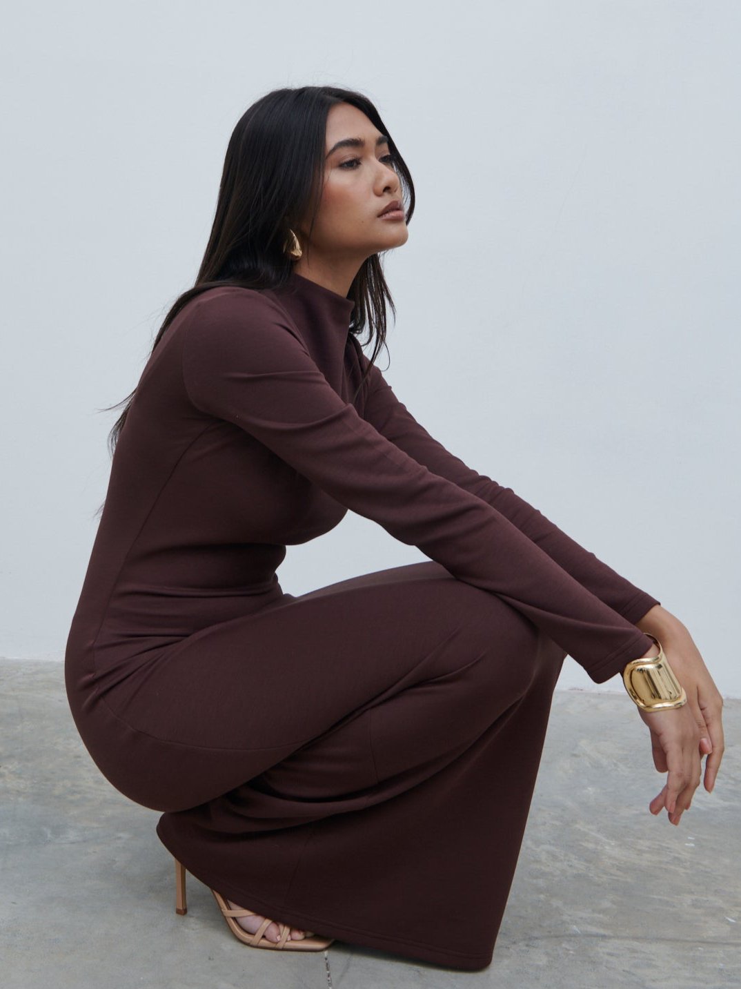 Mabel High Neck Jersey Maxi Dress
