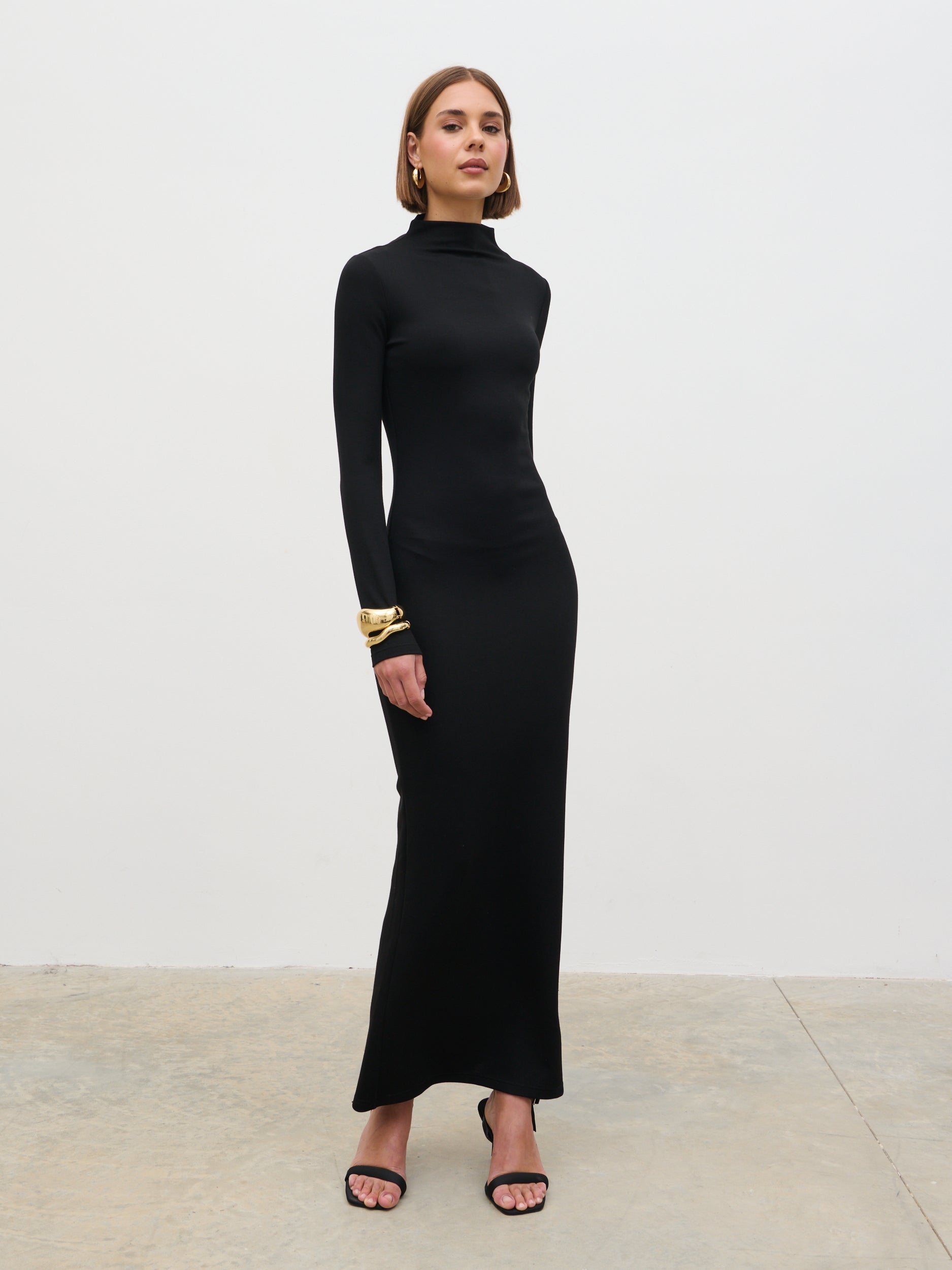 Mabel High Neck Jersey Maxi Dress - Black Mabel High Neck Jersey Maxi Dress - Black