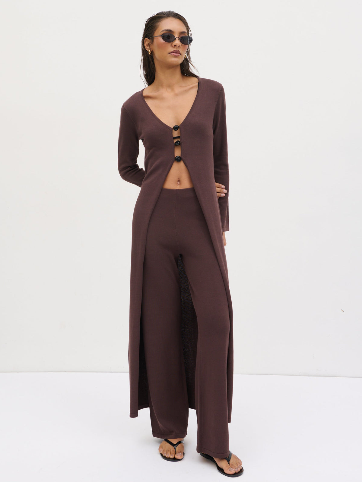 Maelle Maxi Knit Cardigan Chocolate