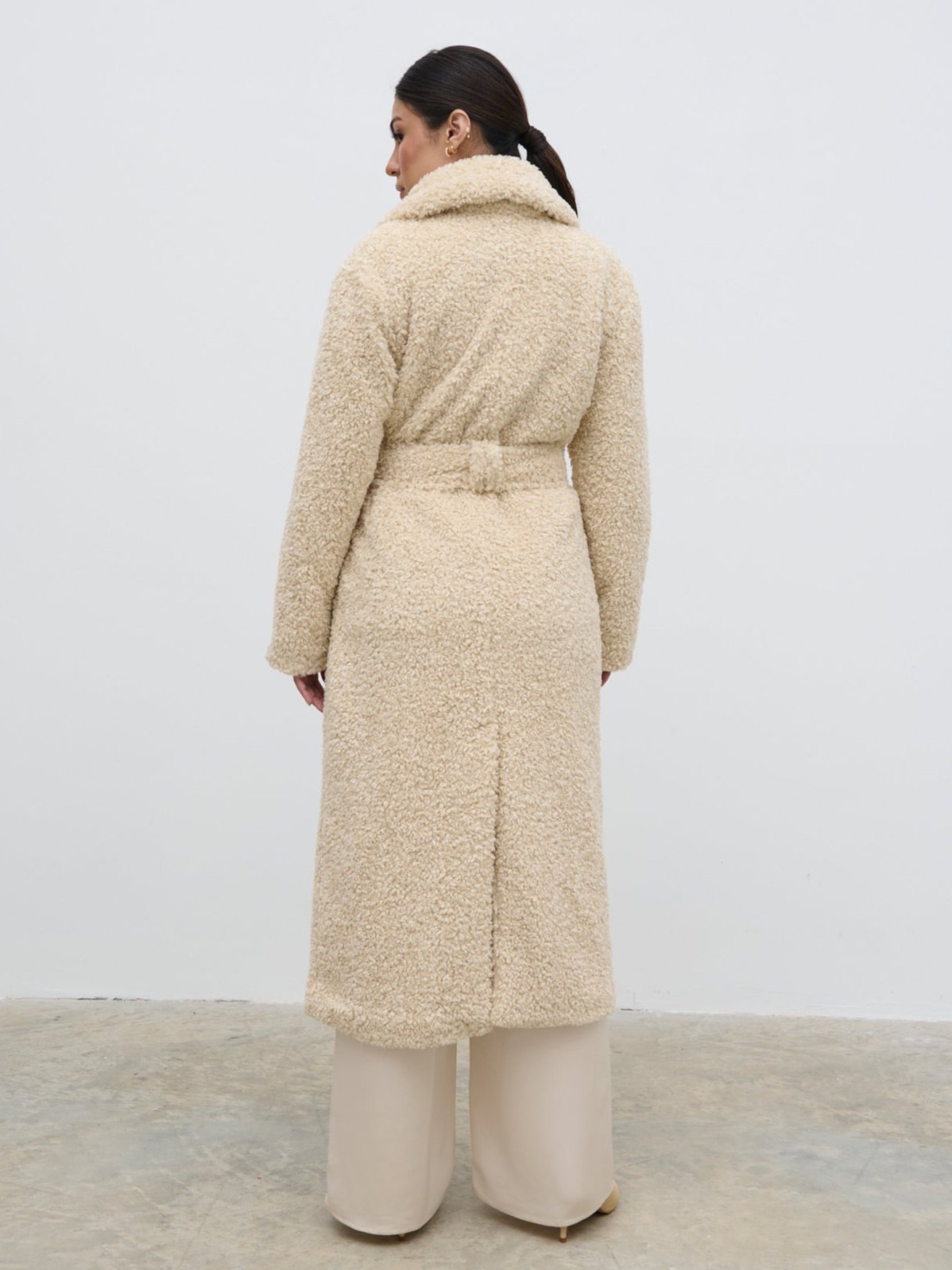 Mahli Shaggy Texture Robe Coat Neutral - Main Image