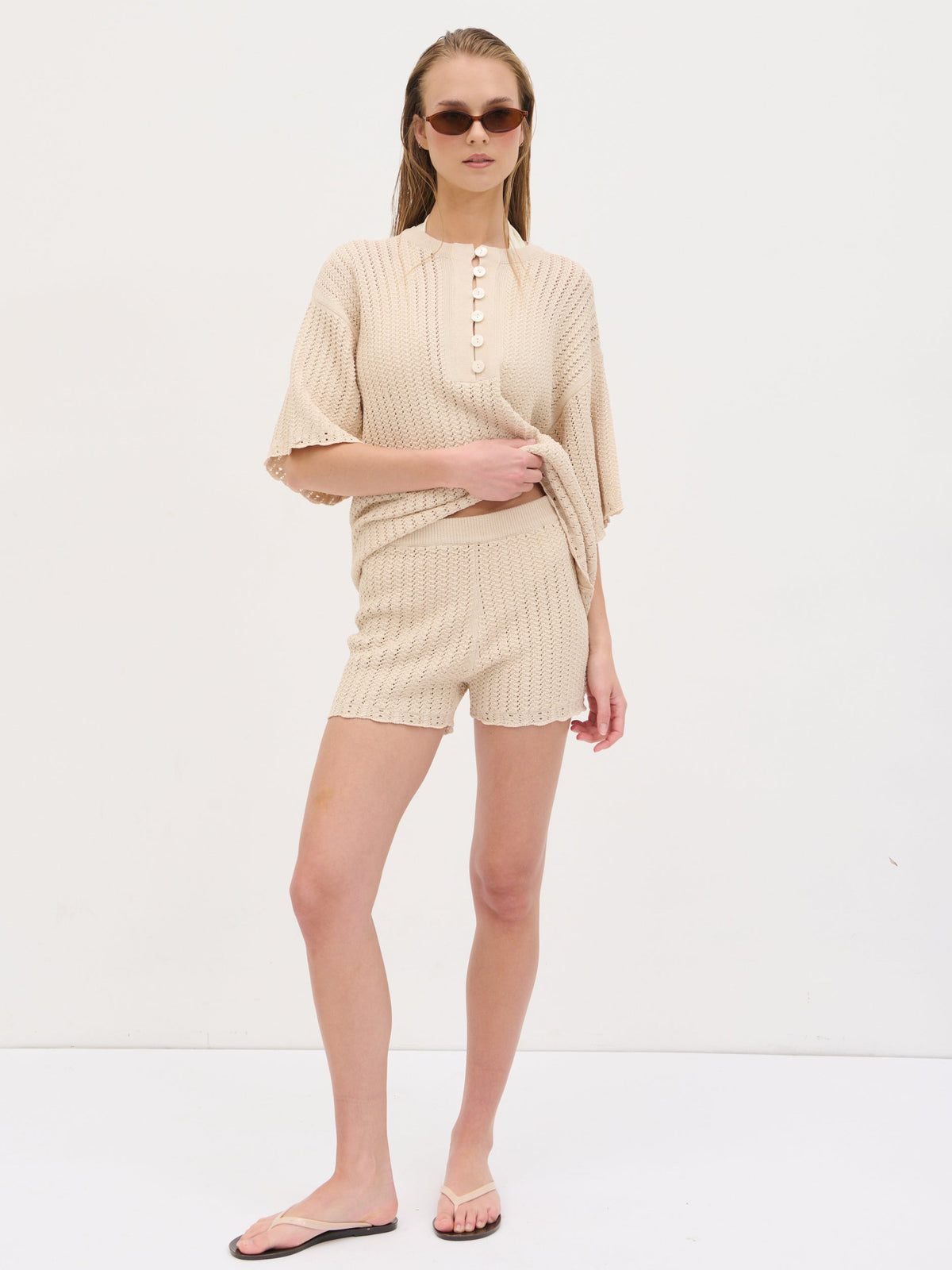 Marina Open Work Knit Shorts