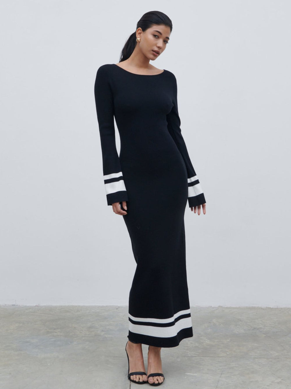 Melina Blue Textured Midaxi Dress