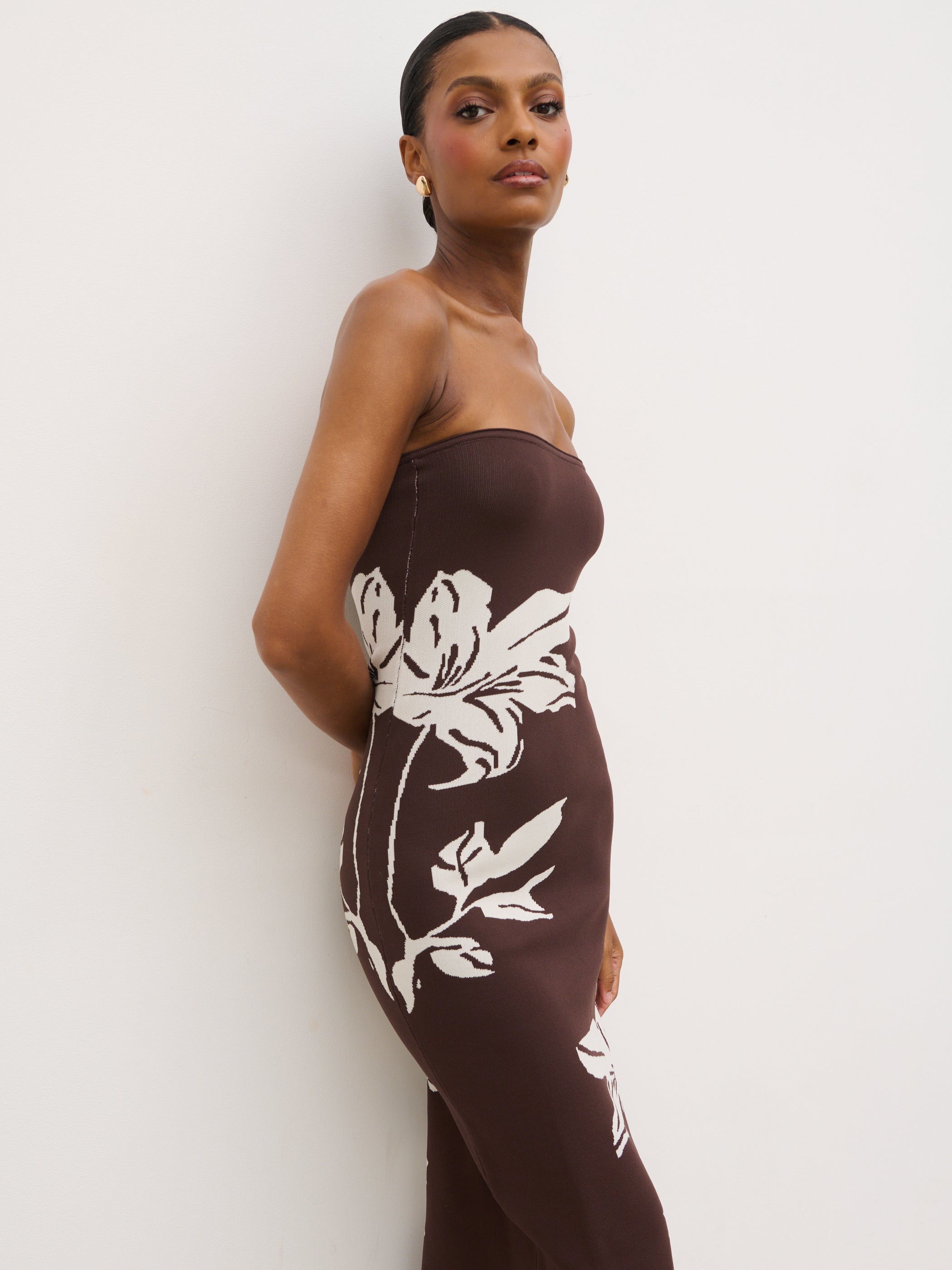 Milena Floral Bandeau Knit Midaxi Dress