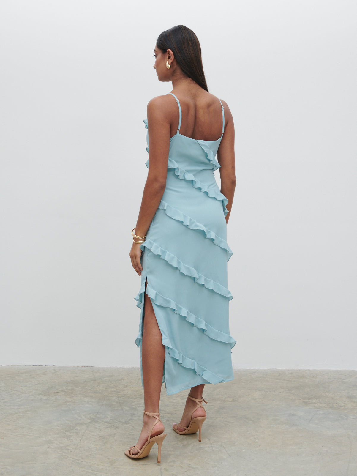 Nadine Ruffle Midaxi Dress - Seaspray