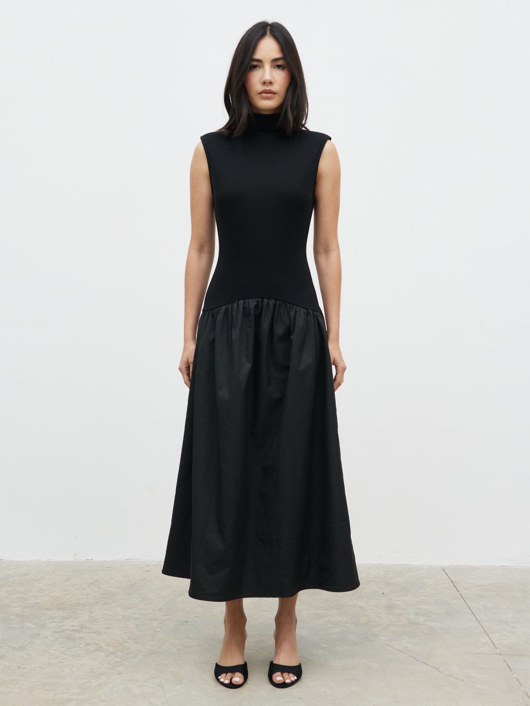 Naia Drop Waist Sleeveless Midaxi Dress - Black Pretty Lavish Naia Drop Waist Sleeveless Midaxi Dress - Black Pretty Lavish