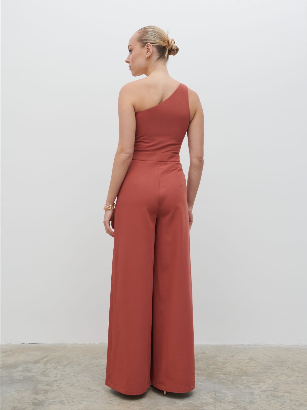 Natalie One Shoulder Jumpsuit Terracotta - Main Image