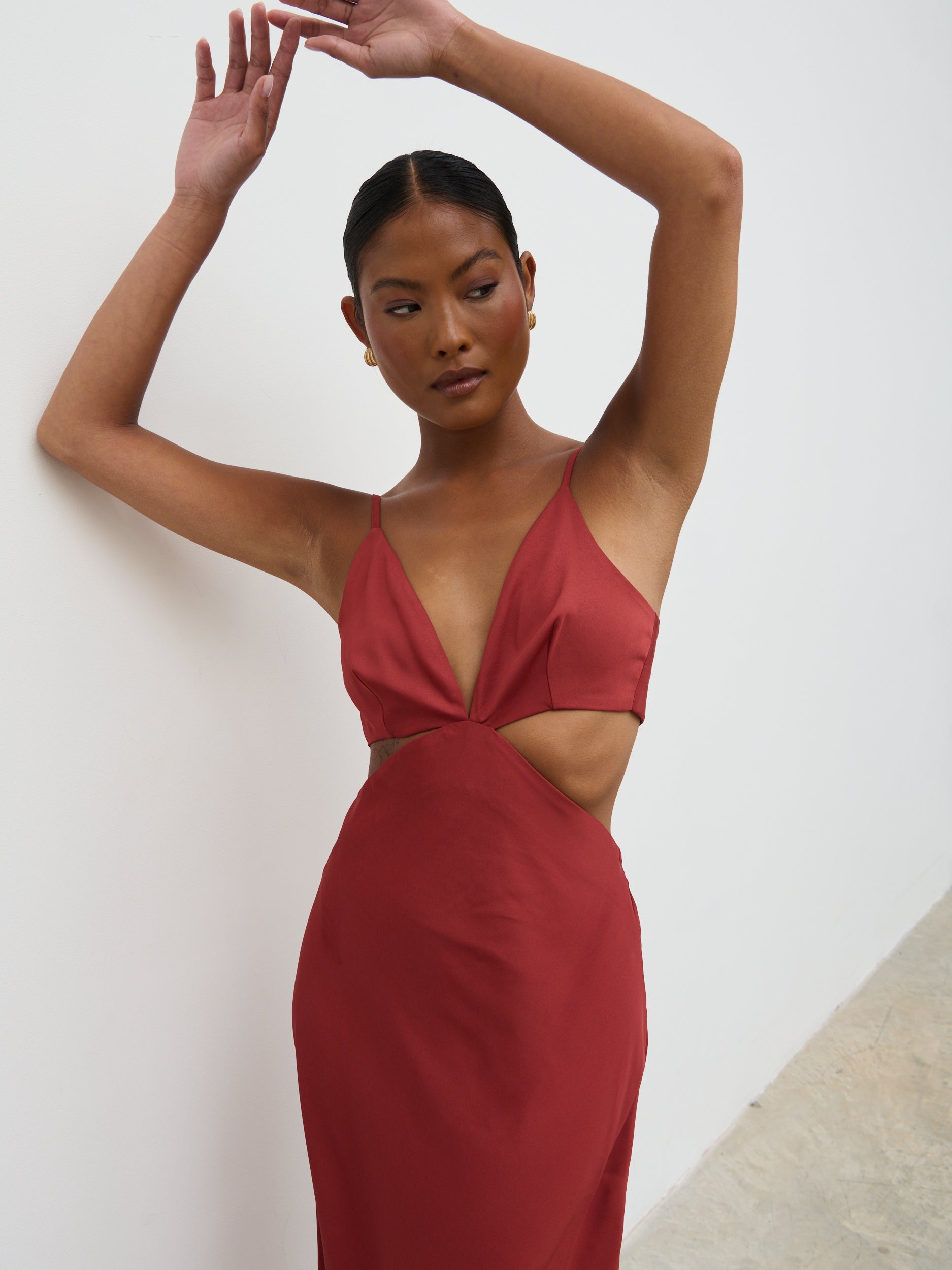 rust cut out dress Dare to Wear Rust Cut-Out Dress