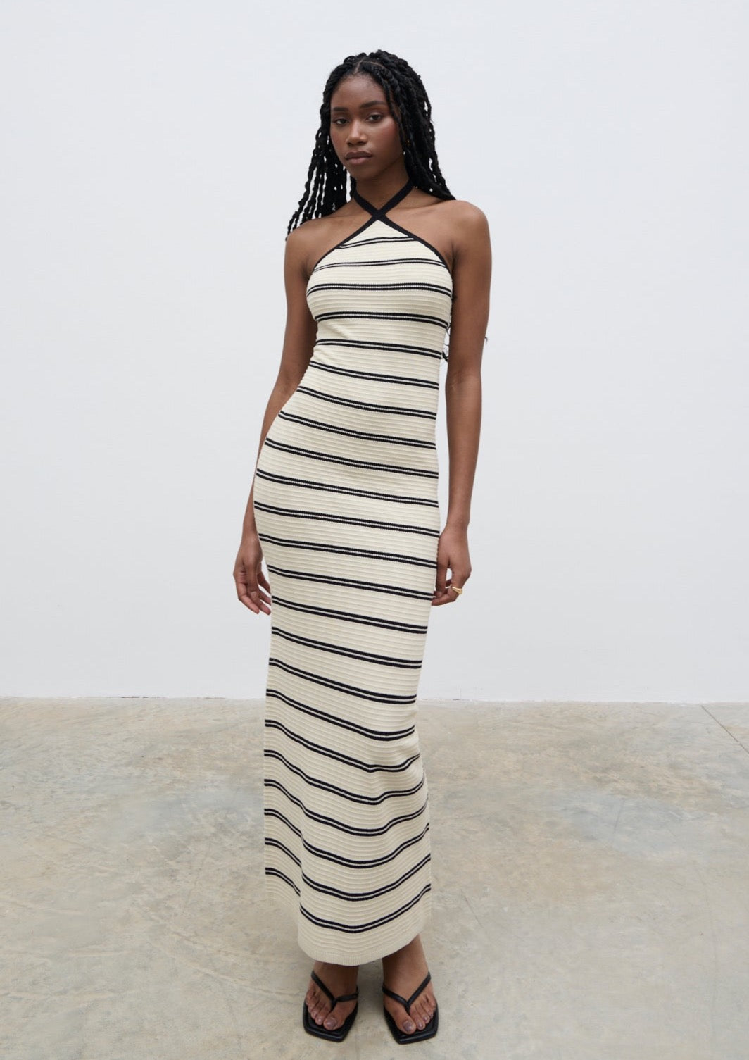 Octavia Contrast Stripe Knit Maxi Dress - Cream Pretty Lavish Octavia Contrast Stripe Knit Maxi Dress - Cream Pretty Lavish