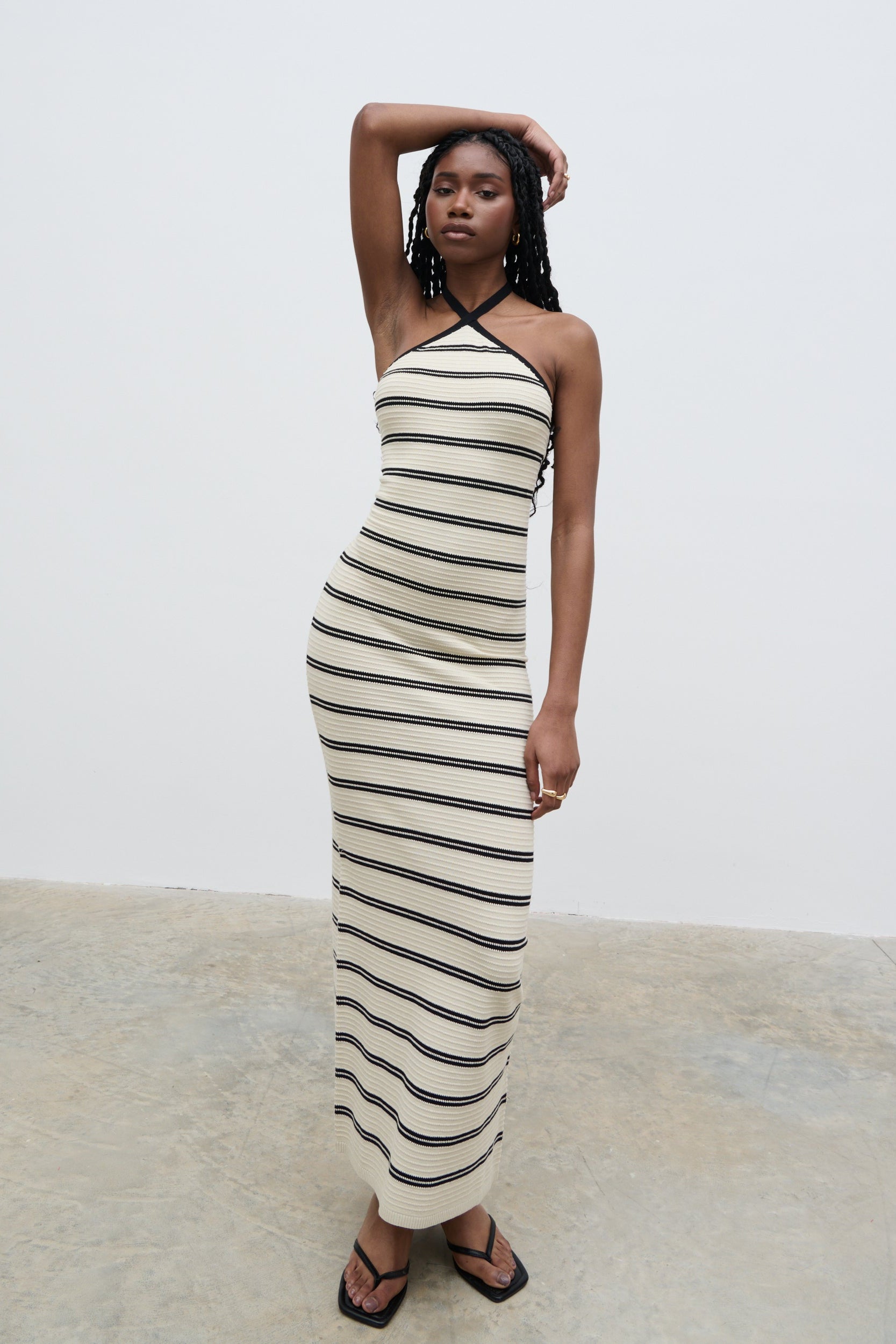 Octavia Contrast Stripe Knit Maxi Dress - Cream – Pretty Lavish