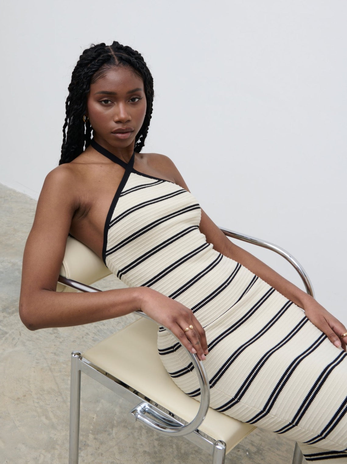 Octavia Contrast Stripe Knit Maxi Dress - Cream Pretty Lavish Octavia Contrast Stripe Knit Maxi Dress - Cream Pretty Lavish