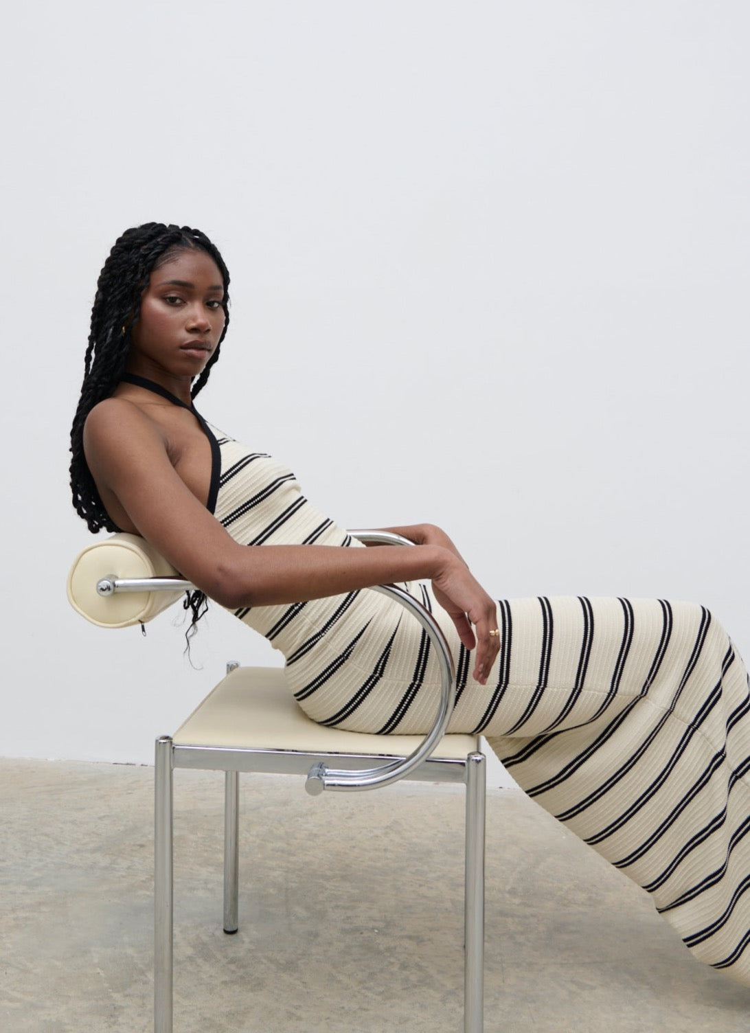 Octavia Contrast Stripe Knit Maxi Dress - Cream Pretty Lavish Octavia Contrast Stripe Knit Maxi Dress - Cream Pretty Lavish