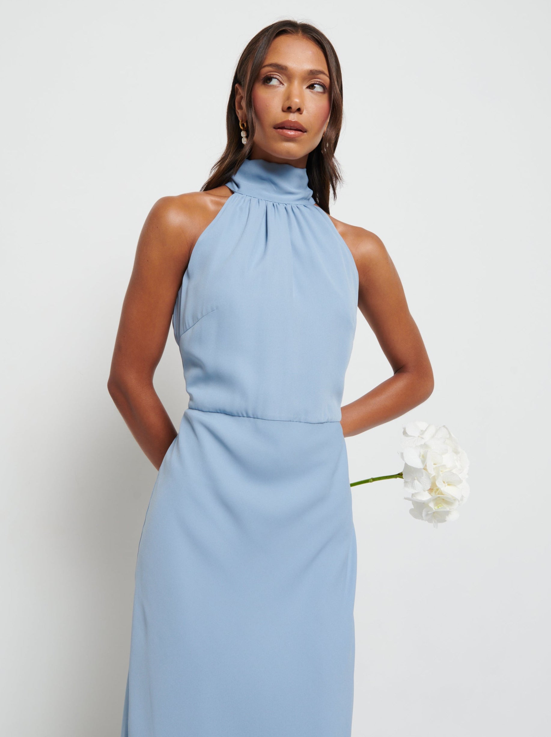 Odelle High Neck Chiffon Maxi Bridesmaid Dress - Dusty Blue Pretty Lavish Odelle High Neck Chiffon Maxi Bridesmaid Dress - Dusty Blue Pretty Lavish