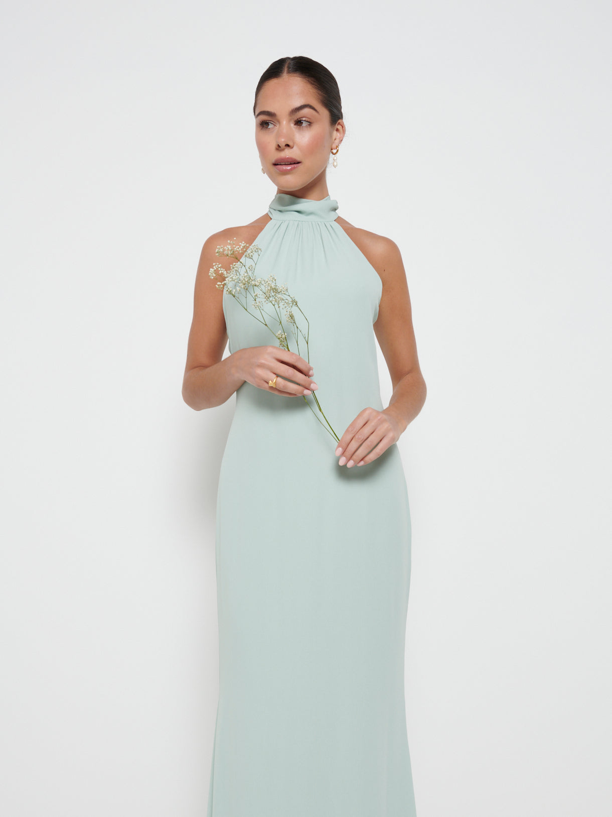 odelle chiffon maxi bridesmaid dress strapless open back dress Odelle High Neck Chiffon Maxi Bridesmaid Dress