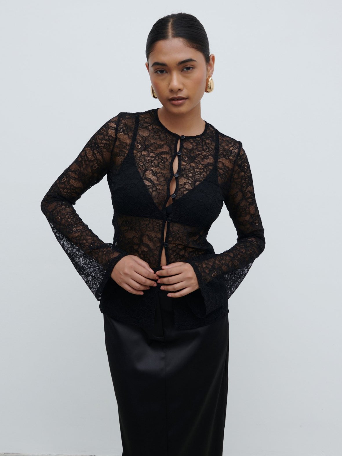 Odi Lace Cardigan - Black