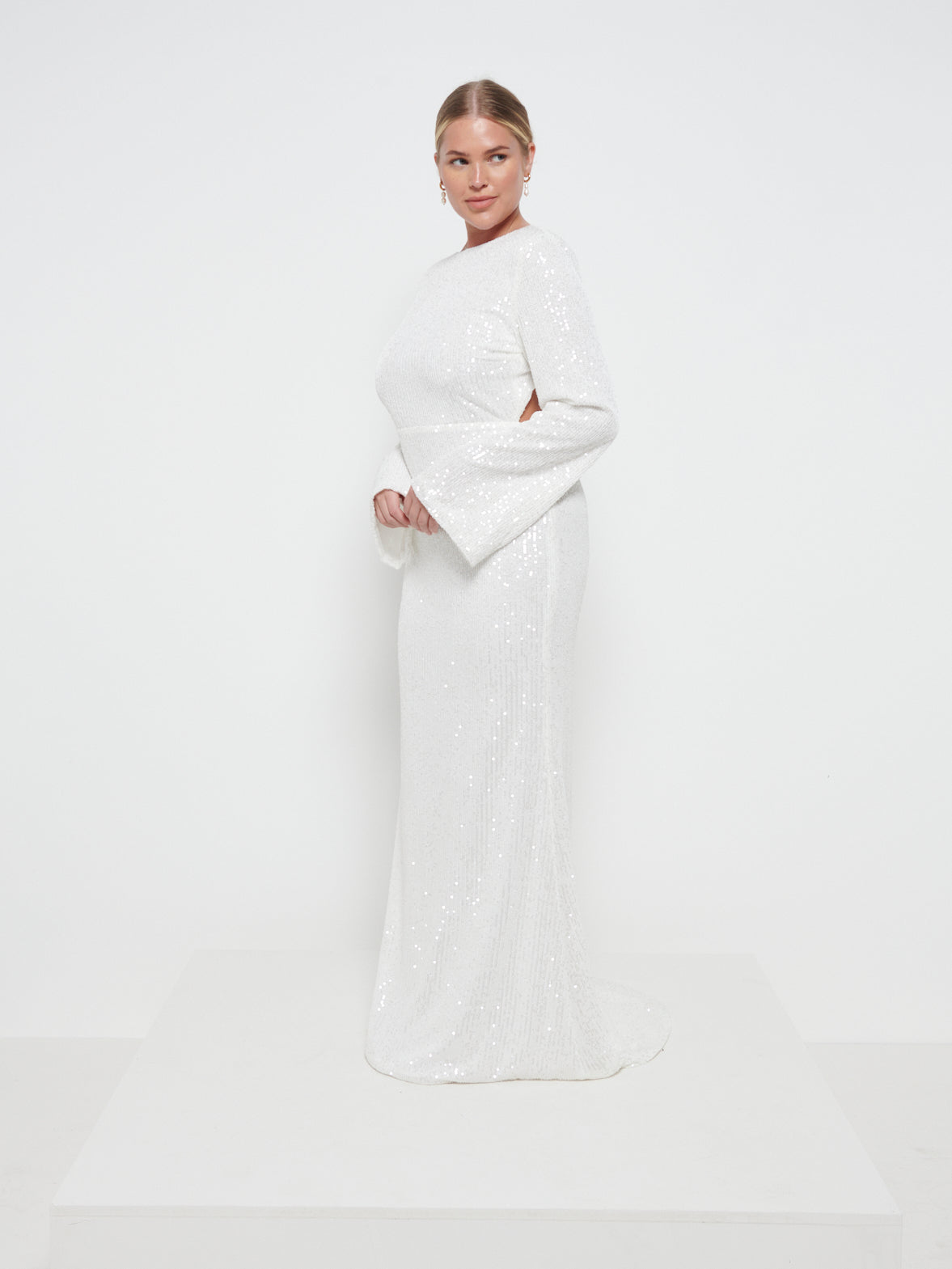 Olivia Sequin Backless Maxi Dress - Ivory