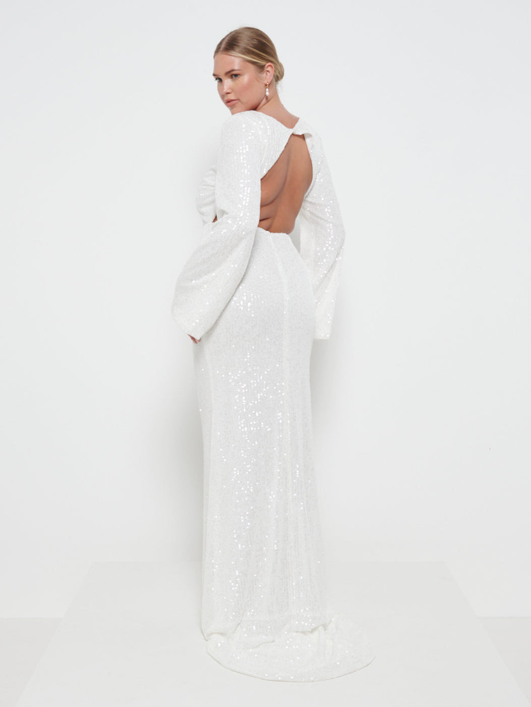 Olivia Sequin Backless Maxi Dress - Ivory Pretty Lavish Olivia Sequin Backless Maxi Dress - Ivory Pretty Lavish