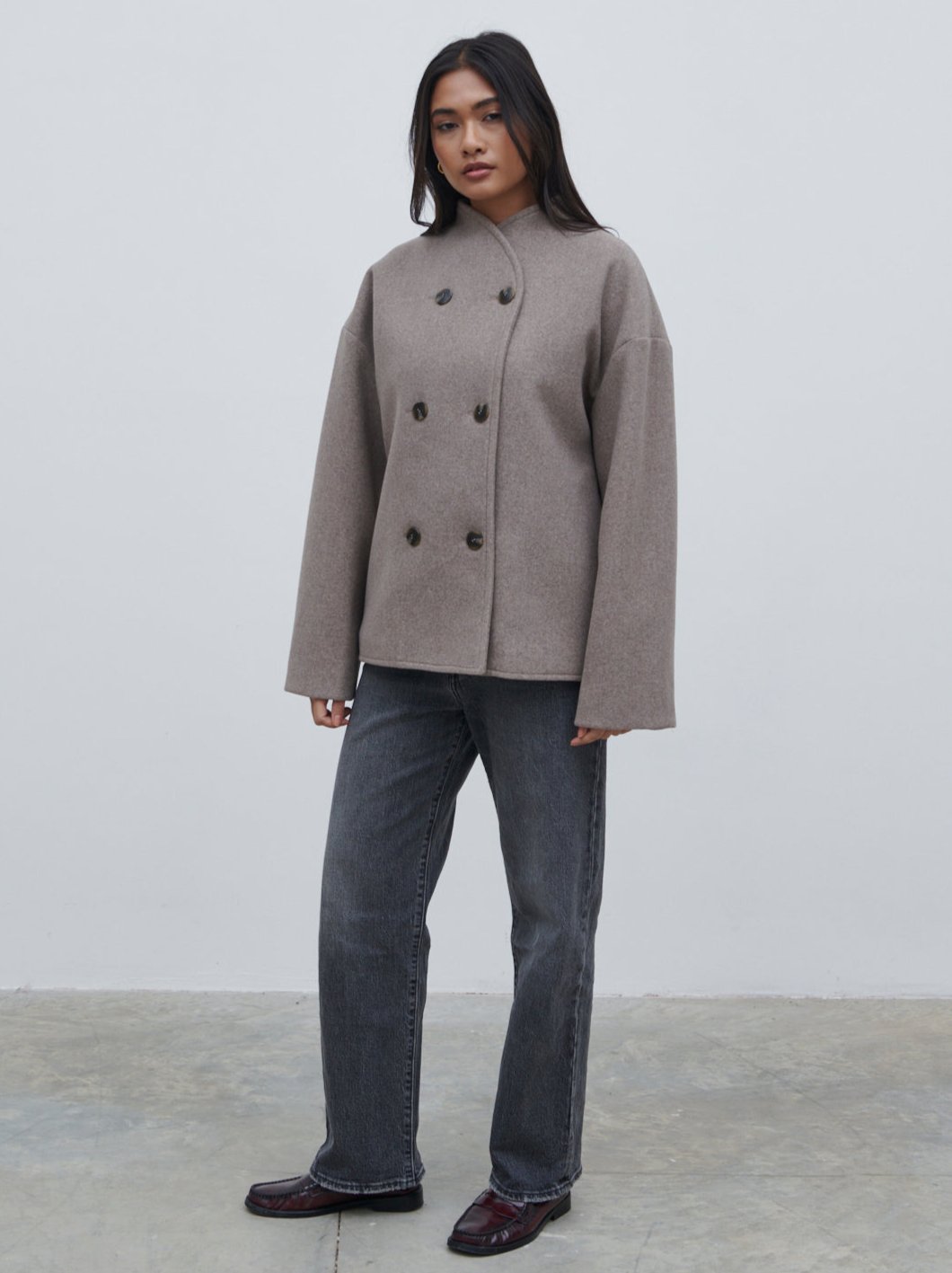 Oliviana Felted Button Jacket - Greige