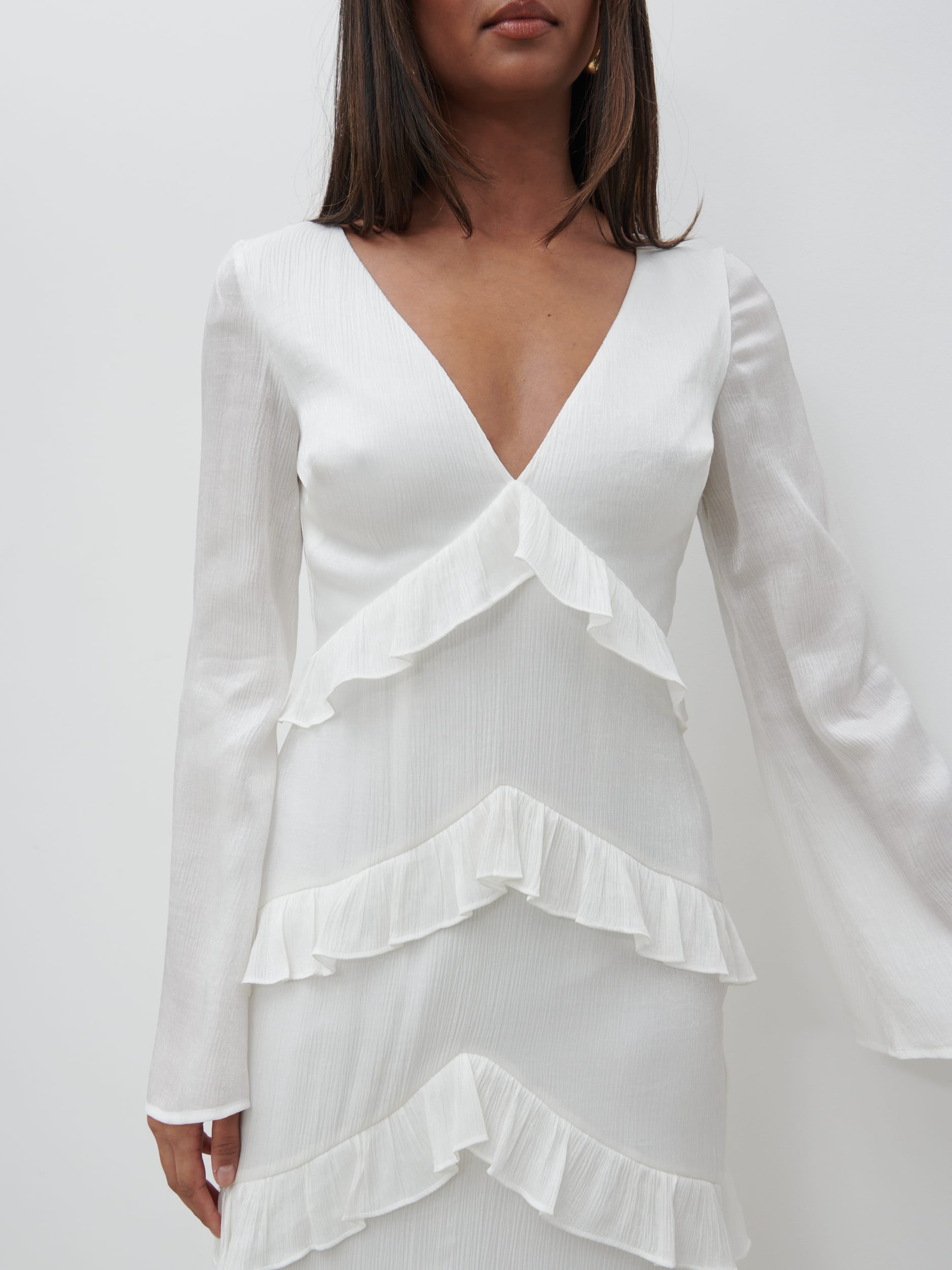 Paige Ruffle Metallic Maxi Dress Ivory