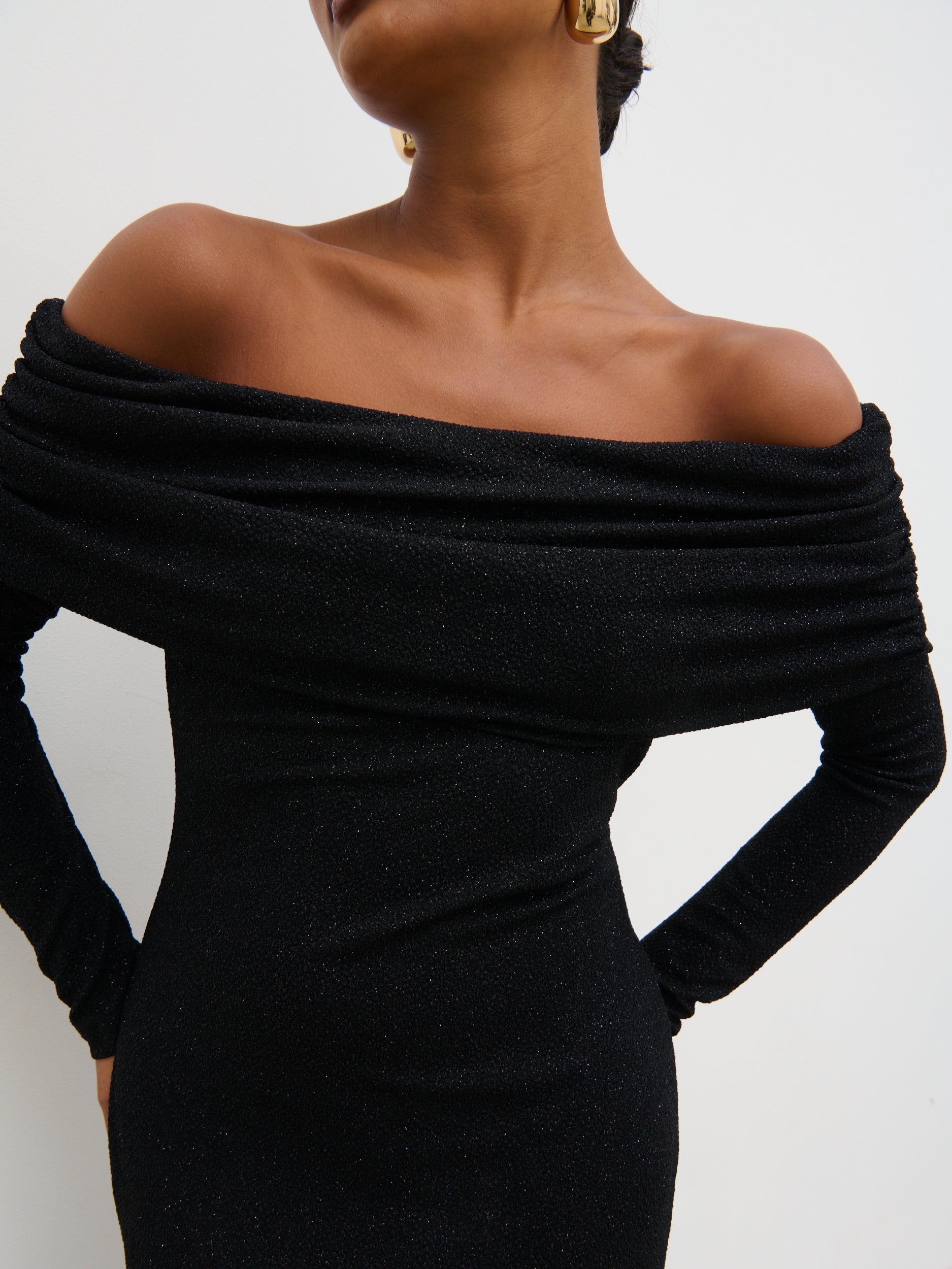 Perrie Bardot Lurex Jersey Dress