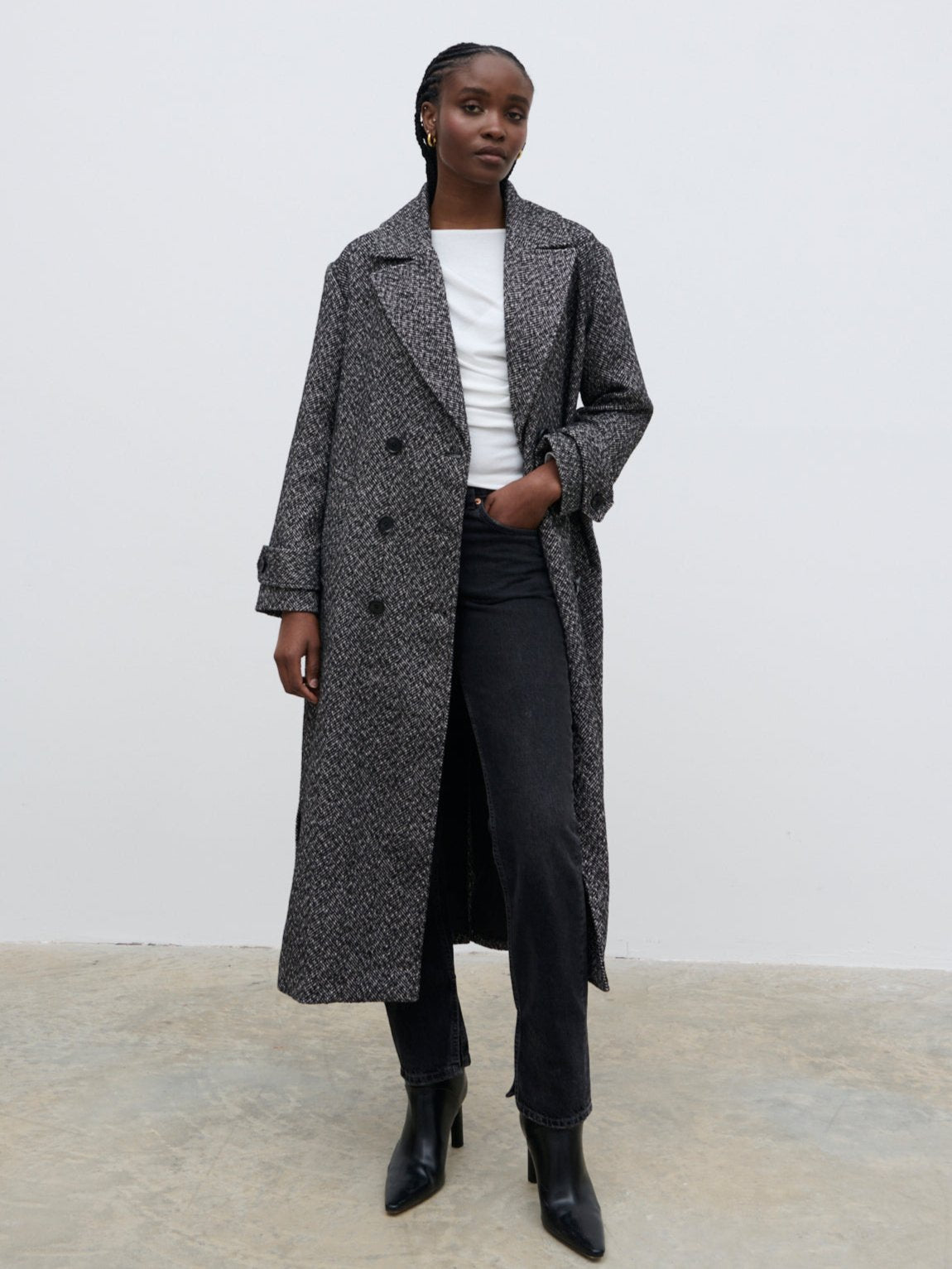 Phoenix Belted Coat - Herringbone