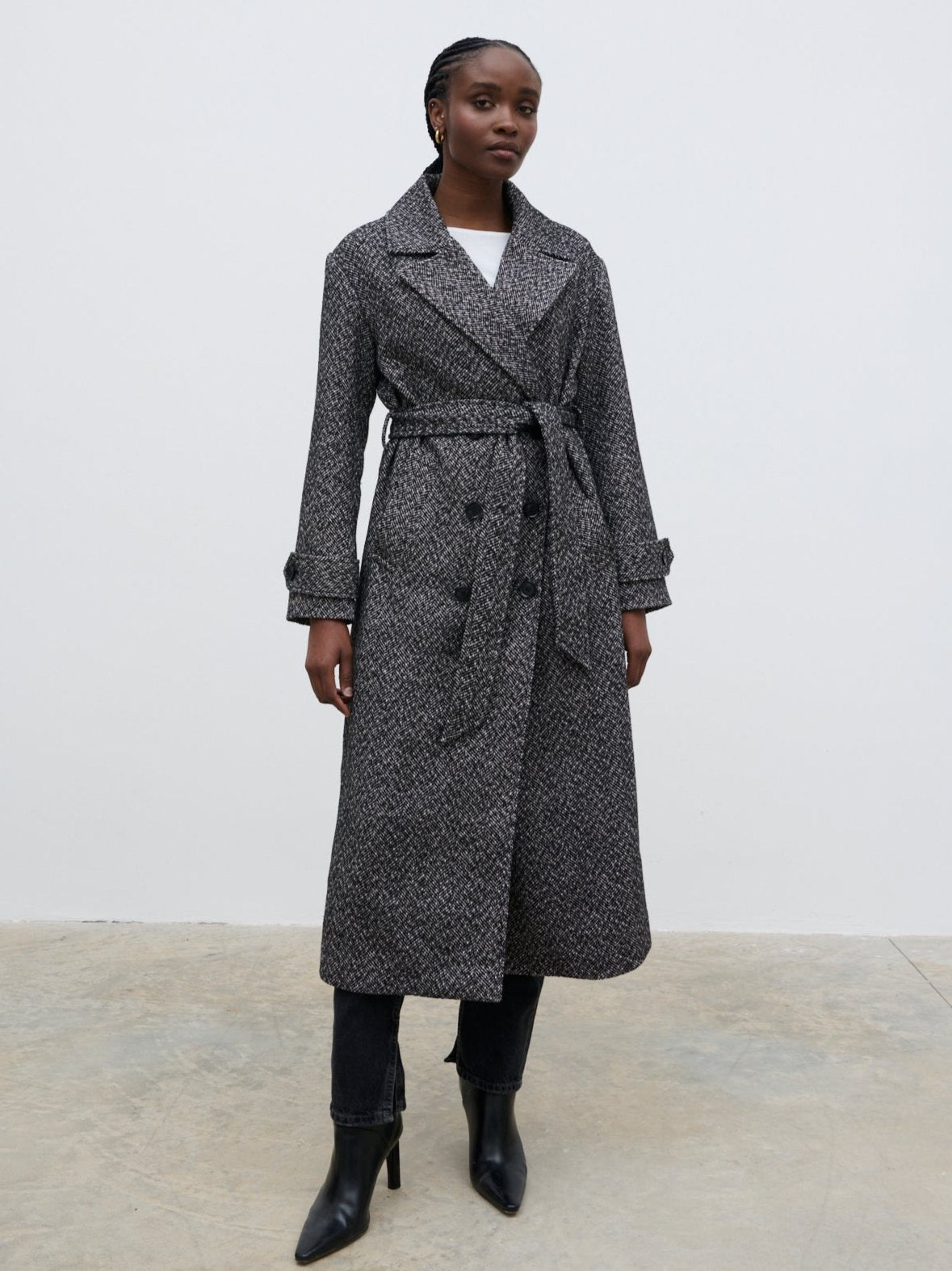 Phoenix Belted Coat - Herringbone