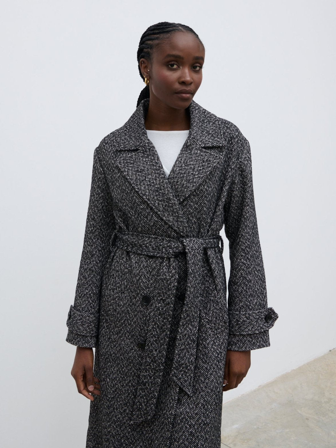 Phoenix Belted Coat - Herringbone