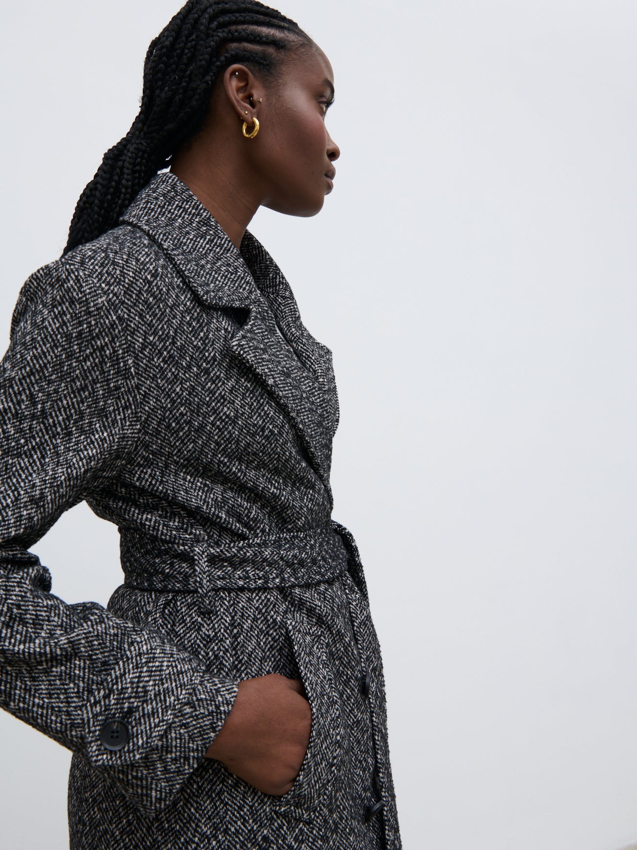 Phoenix Belted Coat - Herringbone