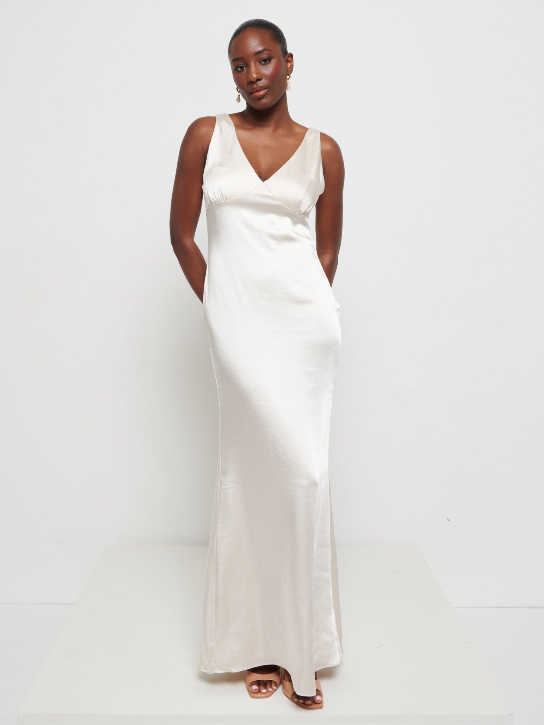 Piper Maxi Bridesmaid Dress - Matte Champagne Pretty Lavish Piper Maxi Bridesmaid Dress - Matte Champagne Pretty Lavish