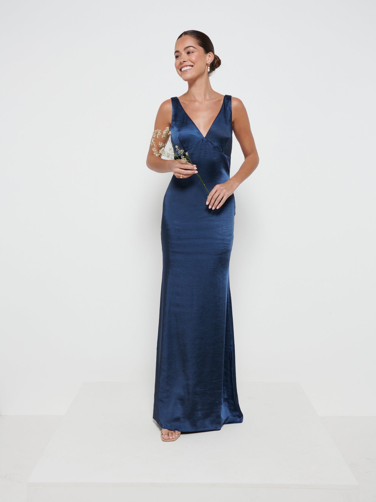 Piper Maxi Bridesmaid Dress Matte Navy - Main Image