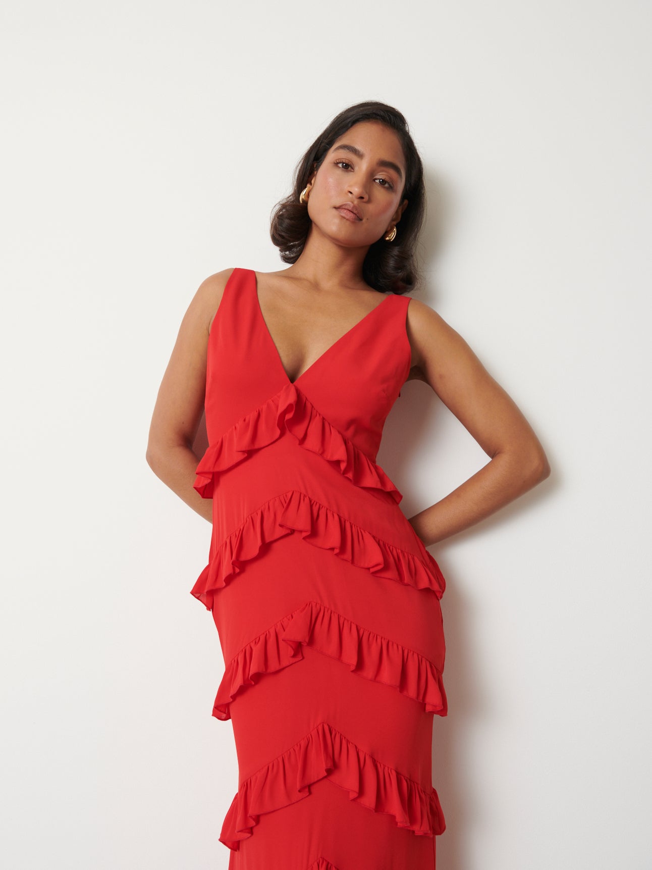 Piper Ruffle Maxi Dress - Red – Pretty Lavish