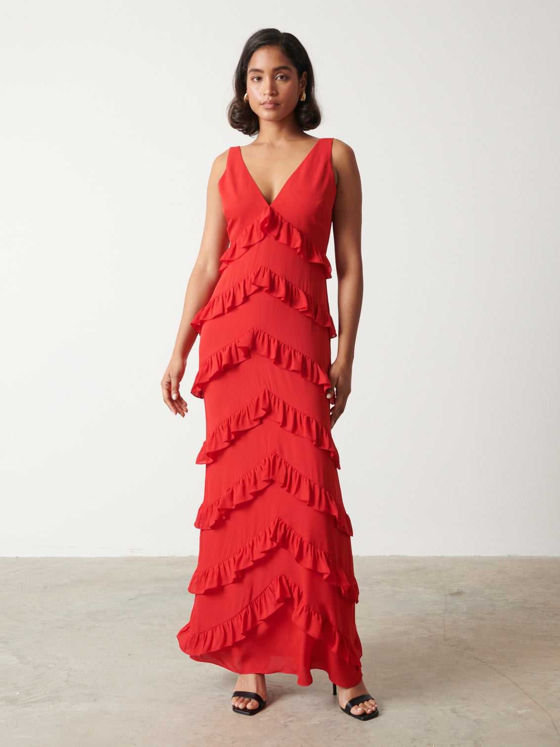 Piper Ruffle Maxi Dress - Red – Pretty Lavish