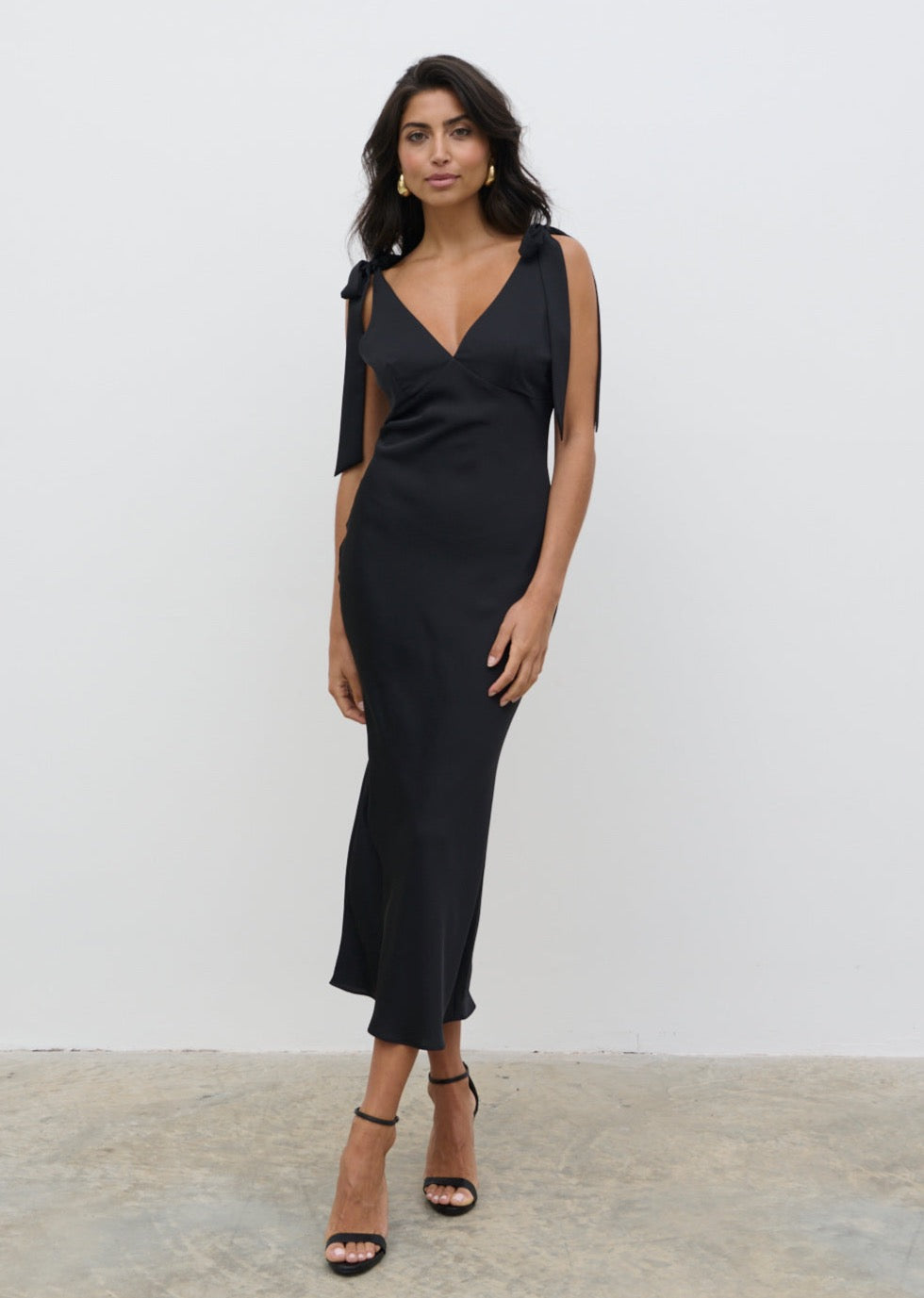 Piper Tie Midaxi Dress - Black