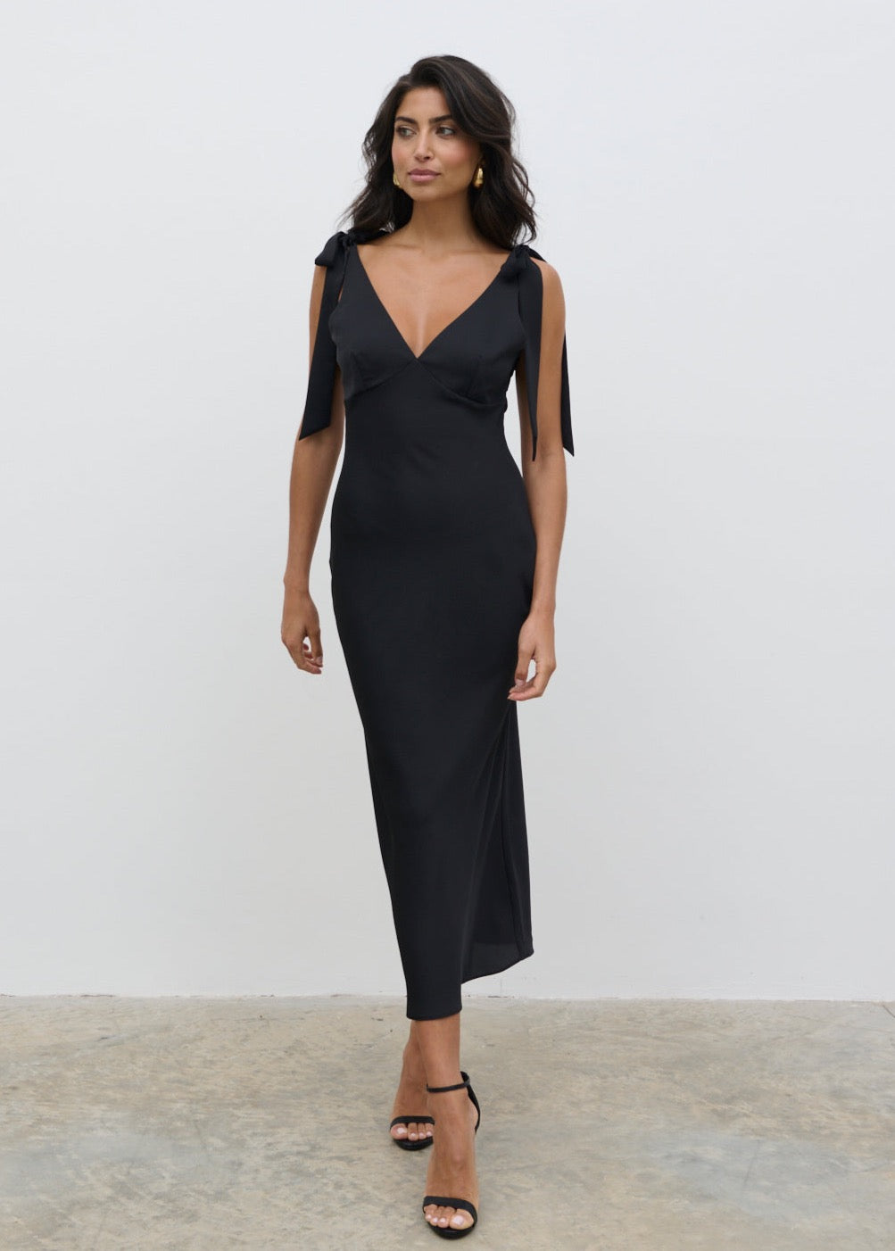 Piper Tie Midaxi Dress - Black