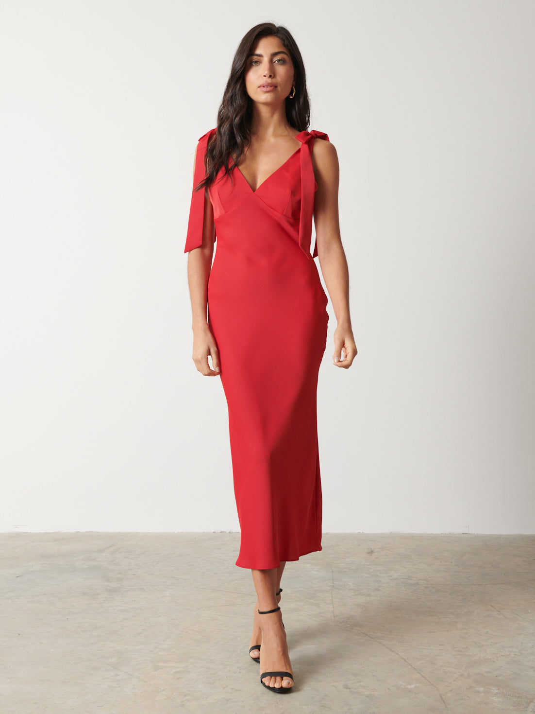 Piper Tie Midaxi Dress - Scarlet Red