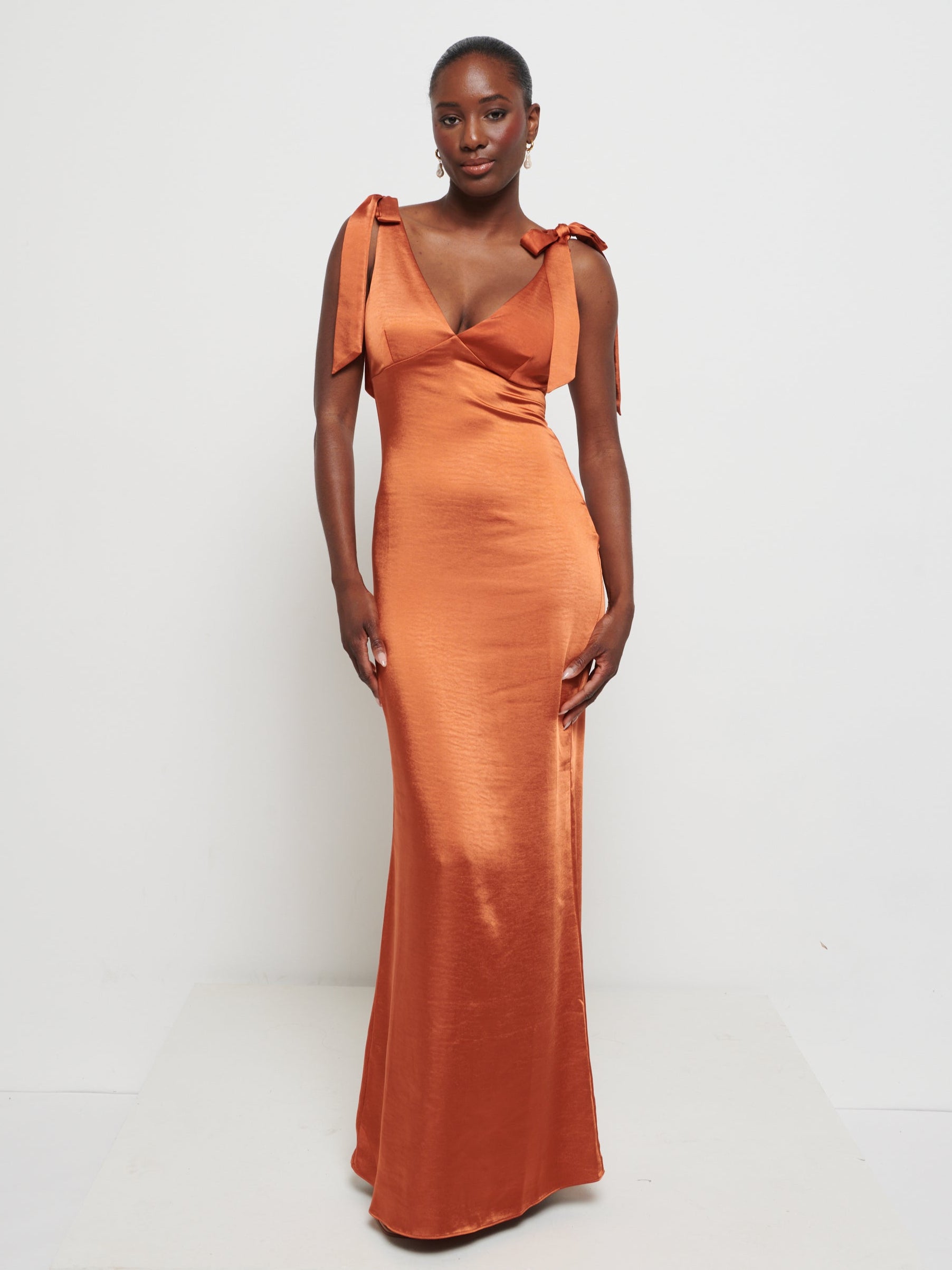 Piper Tie Maxi Bridesmaid Dress - Copper Pretty Lavish Piper Tie Maxi Bridesmaid Dress - Copper Pretty Lavish