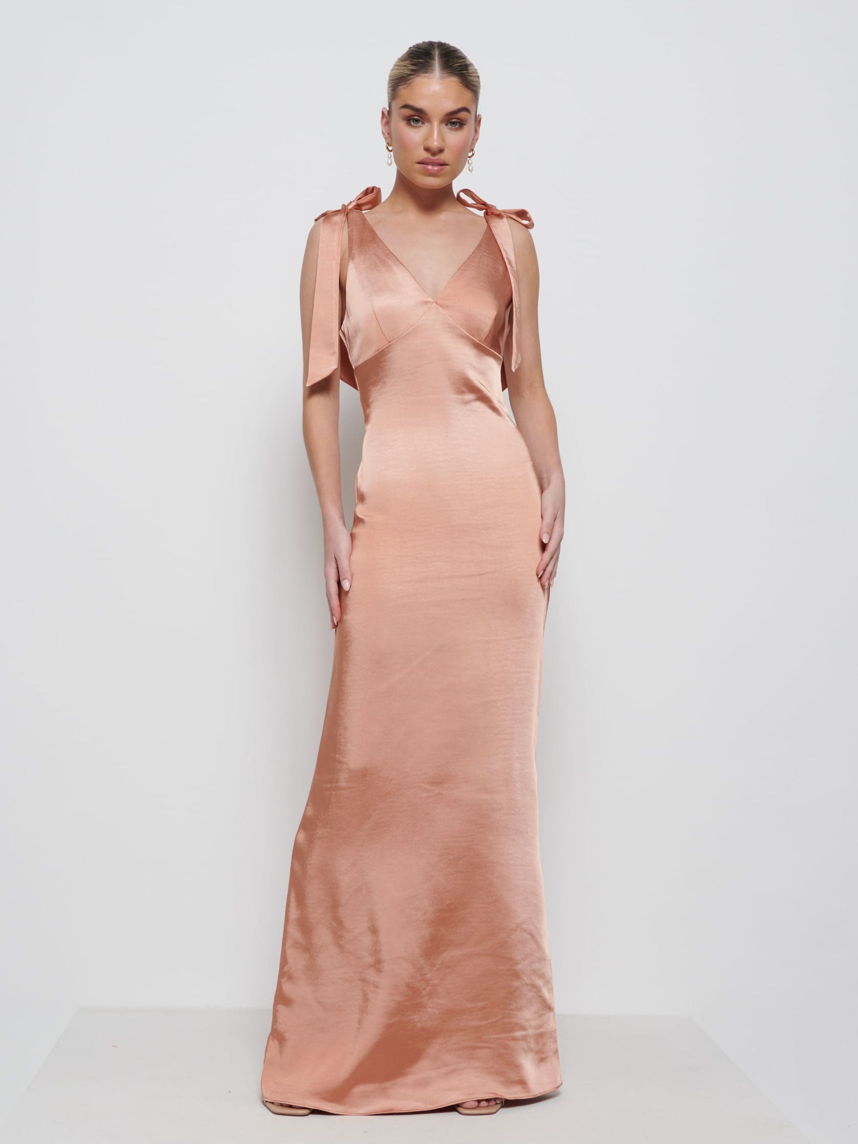 Piper Tie Maxi Bridesmaid Dress - Cinnamon Pretty Lavish Piper Tie Maxi Bridesmaid Dress - Cinnamon Pretty Lavish