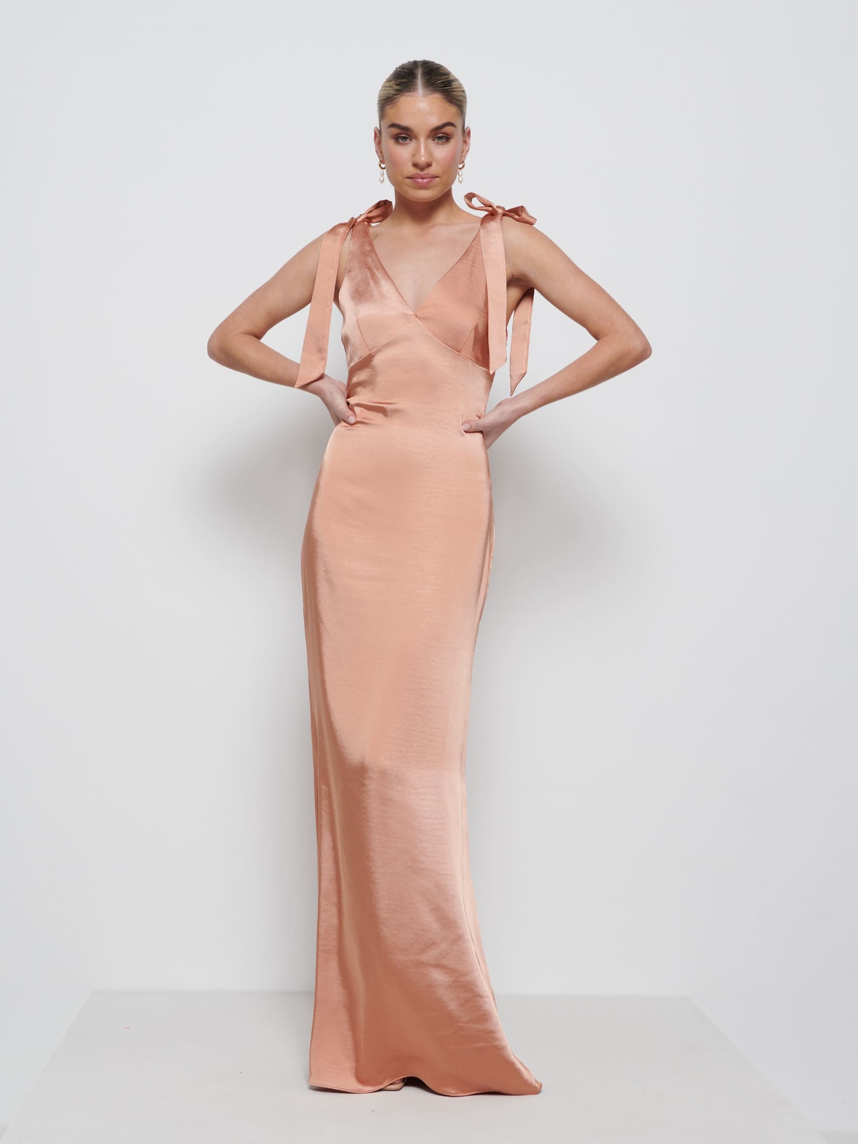 Piper Tie Maxi Bridesmaid Dress - Cinnamon Pretty Lavish Piper Tie Maxi Bridesmaid Dress - Cinnamon Pretty Lavish