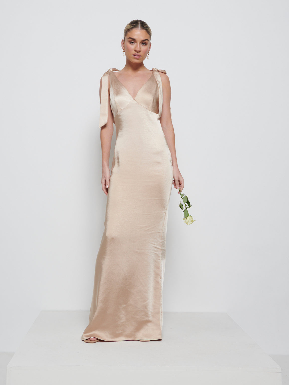 Piper Tie Maxi Bridesmaid Dress - Bronze