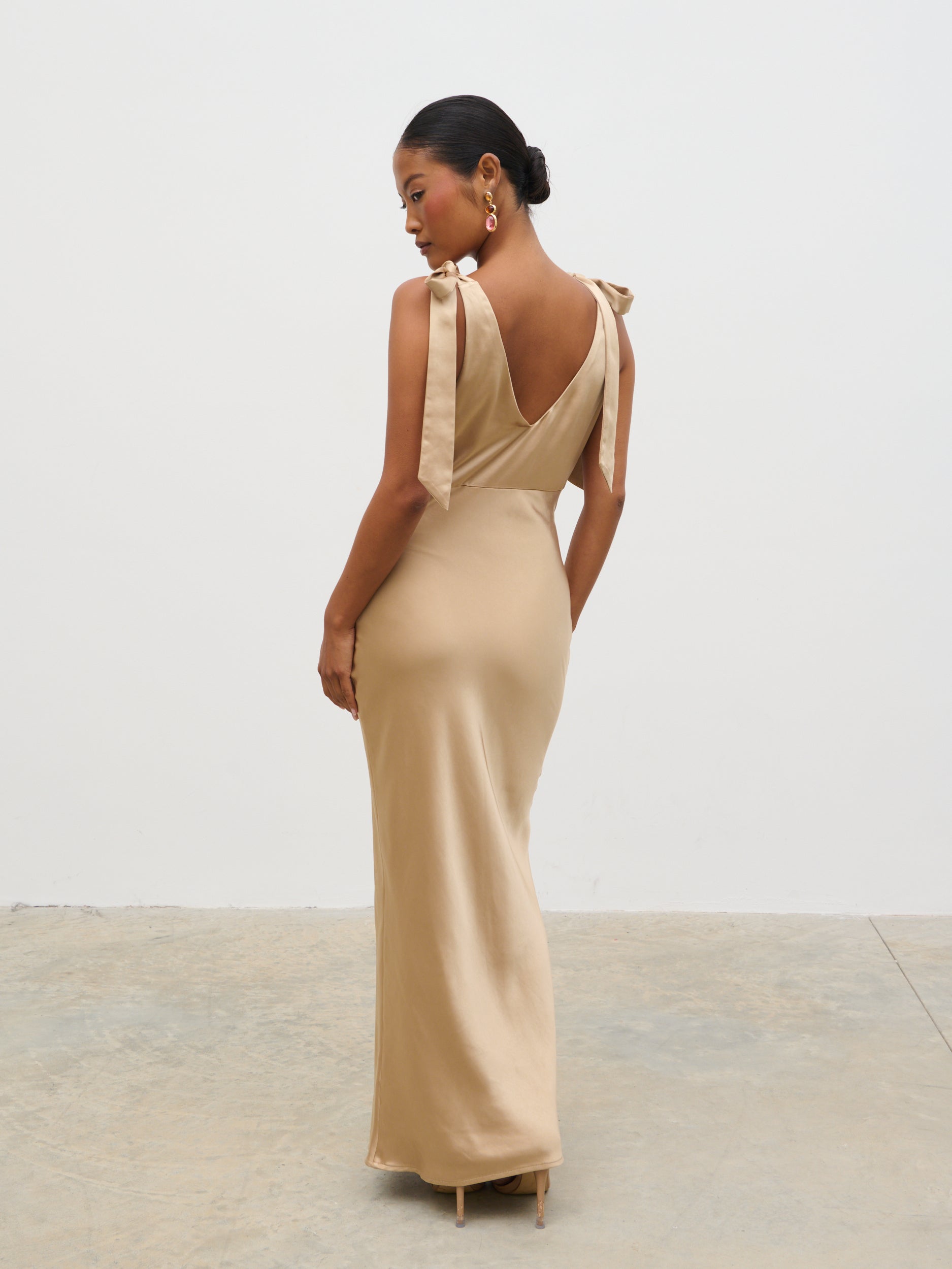 Piper Tie Midaxi Satin Dress - Gold Pretty Lavish Piper Tie Midaxi Satin Dress - Gold Pretty Lavish