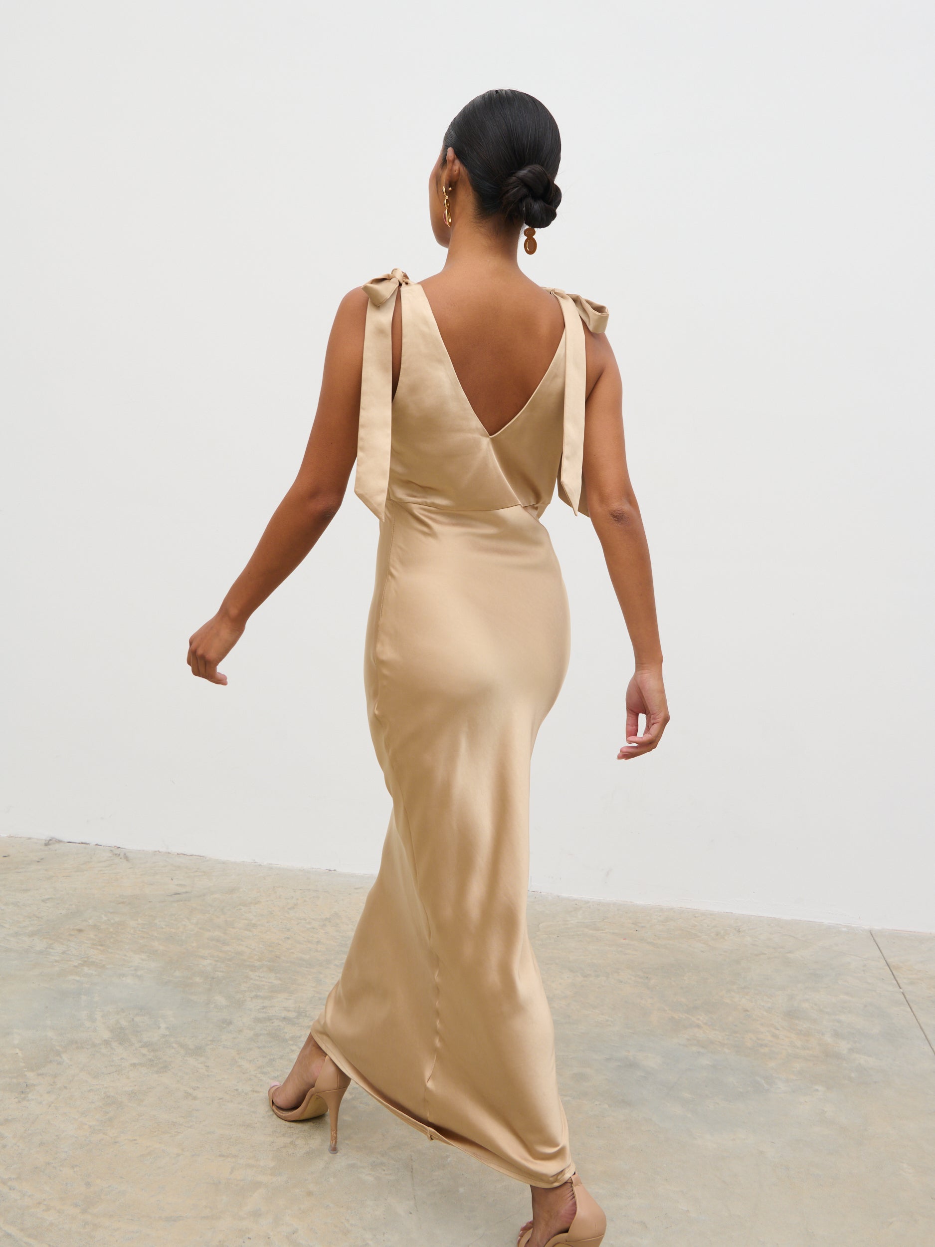 Piper Tie Midaxi Satin Dress - Gold Pretty Lavish Piper Tie Midaxi Satin Dress - Gold Pretty Lavish